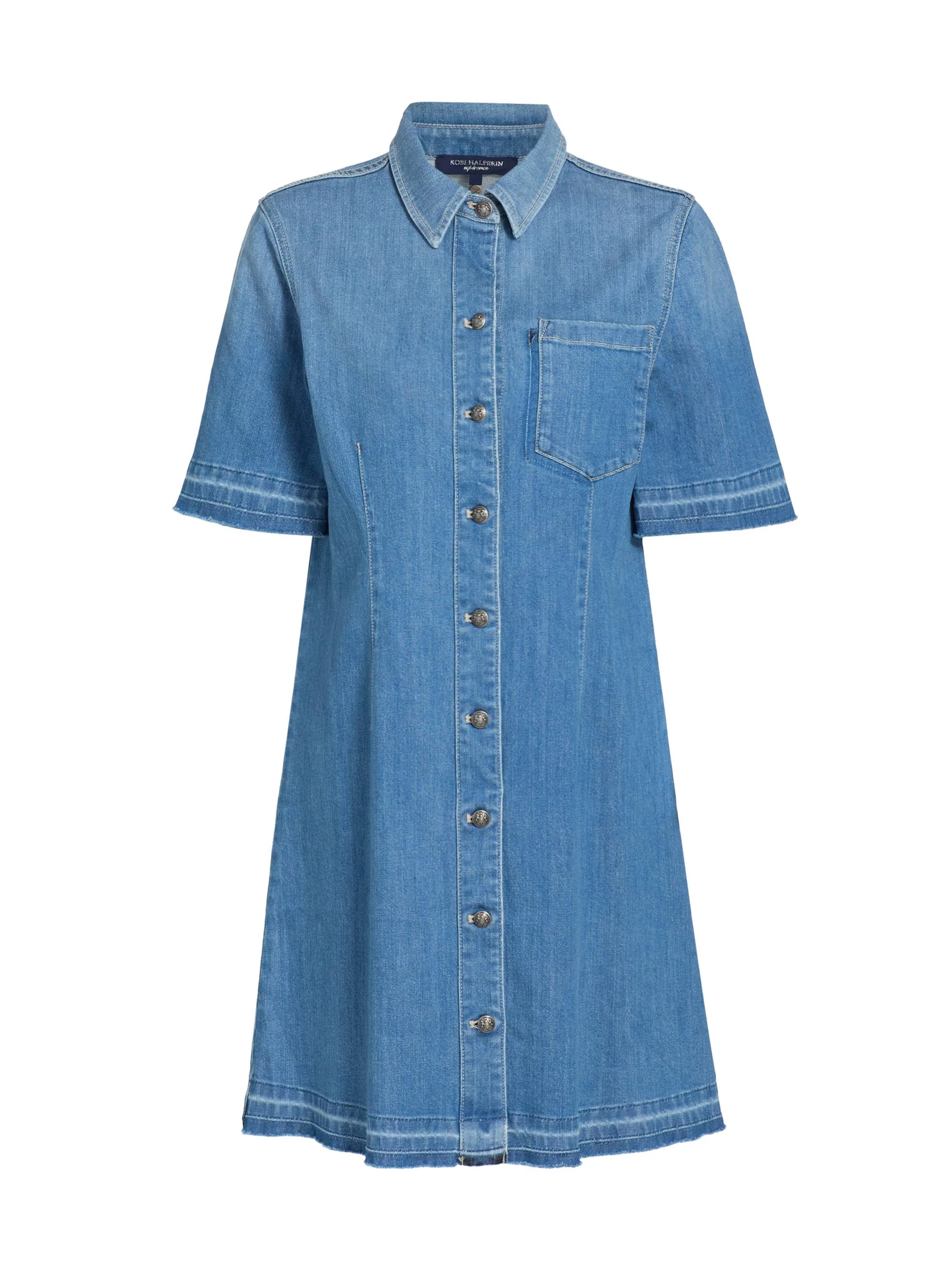 Women's Alice Stretch-Denim Button-Down Minidress - Light Indigo - 1