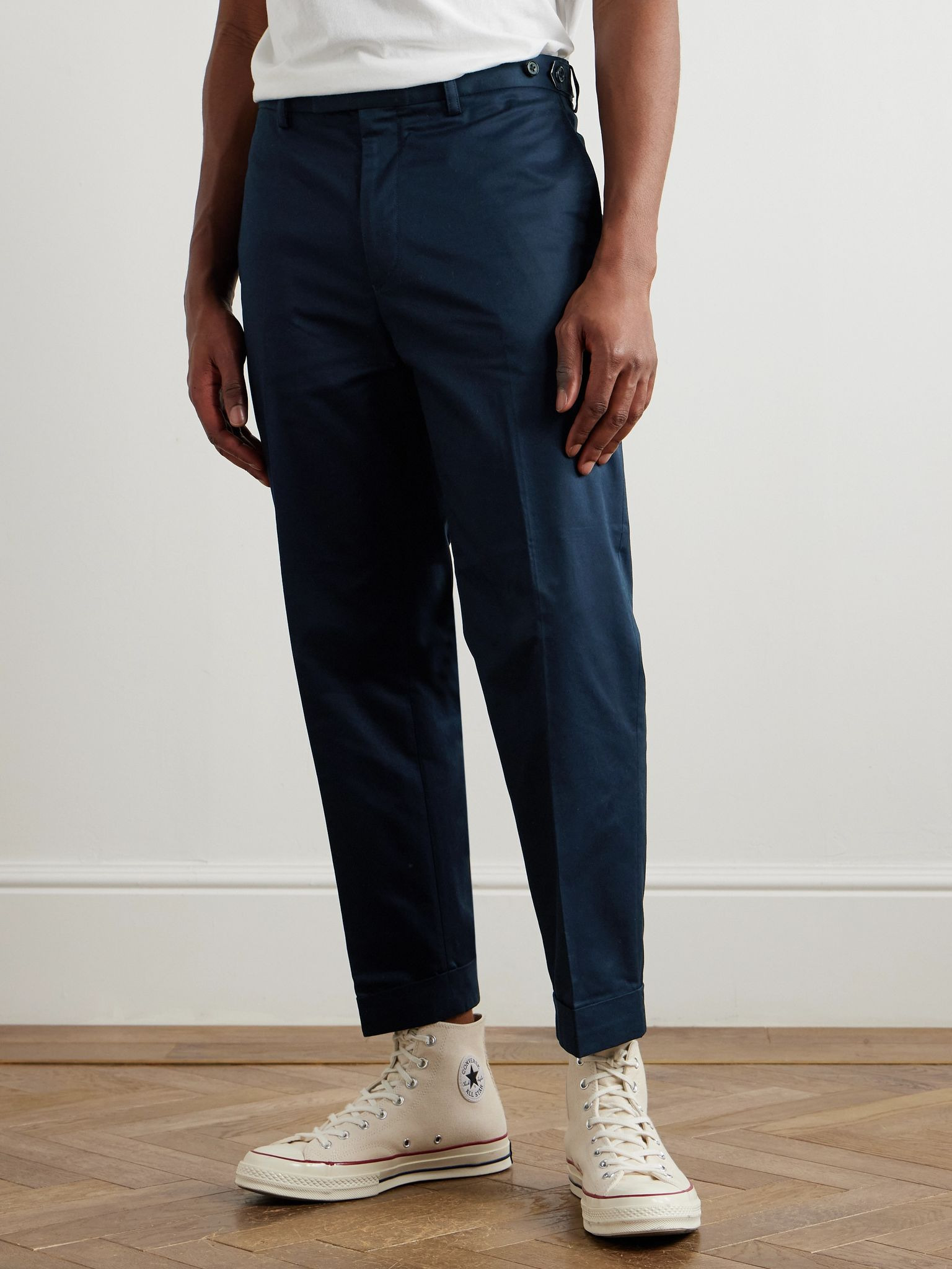 Ivy Straight-Leg Cotton-Twill Trousers Navy - 3