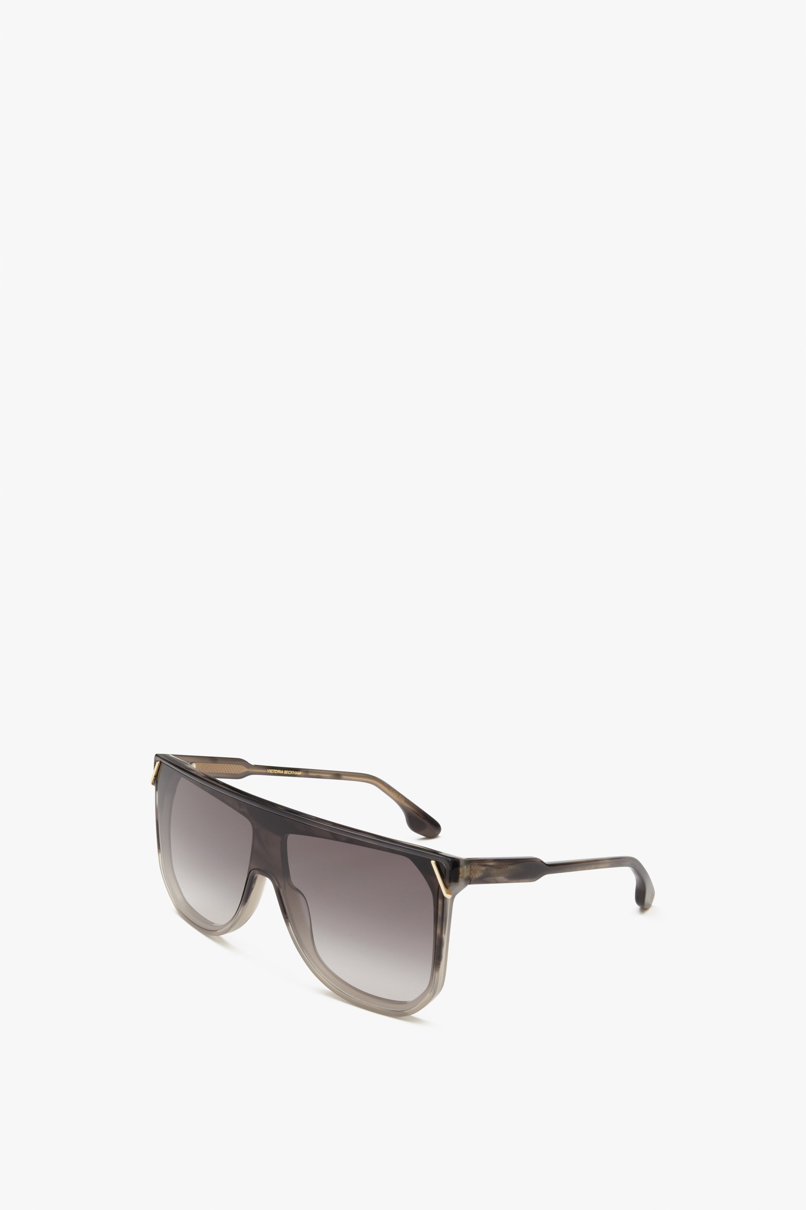 Classic Flat Top V Sunglasses in Striped Grey - 2