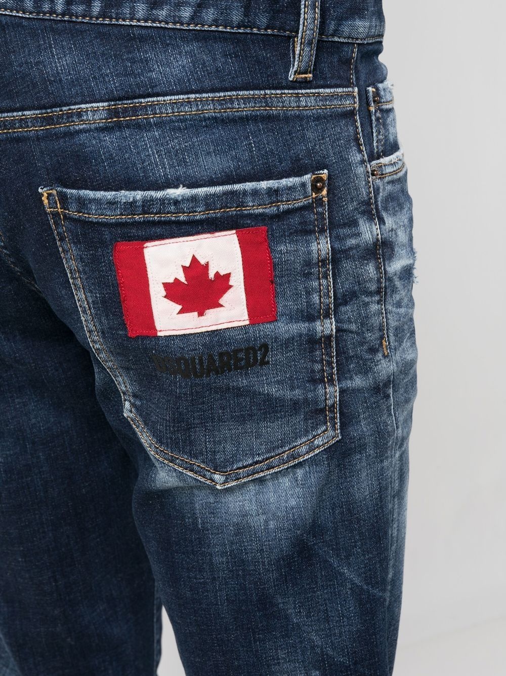 flag patch slim-fit jeans - 5