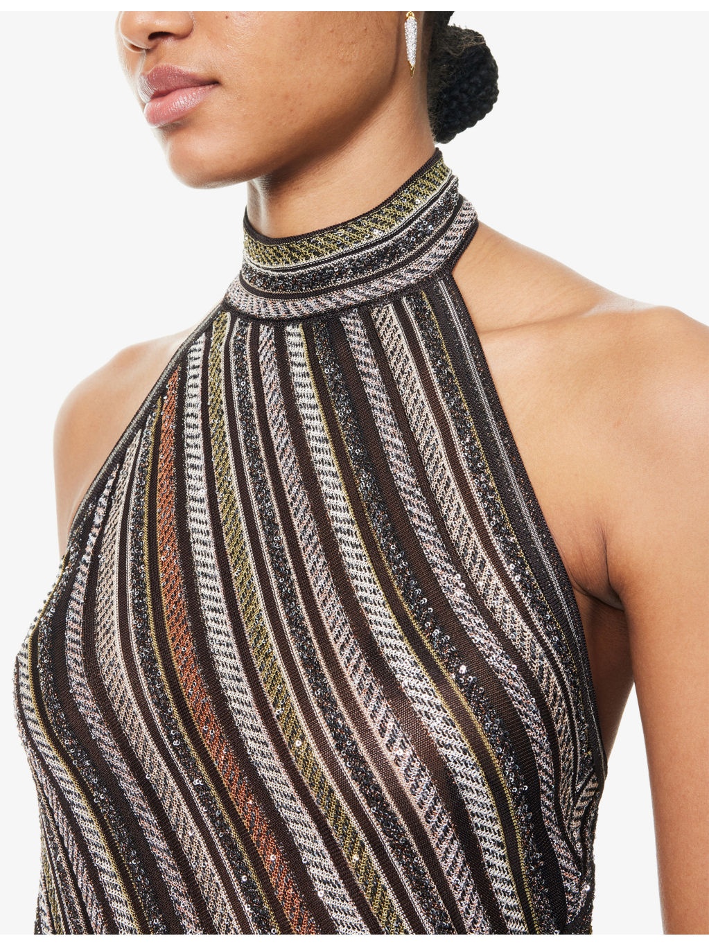 Halterneck Embellished Stretch-Woven Top - 5