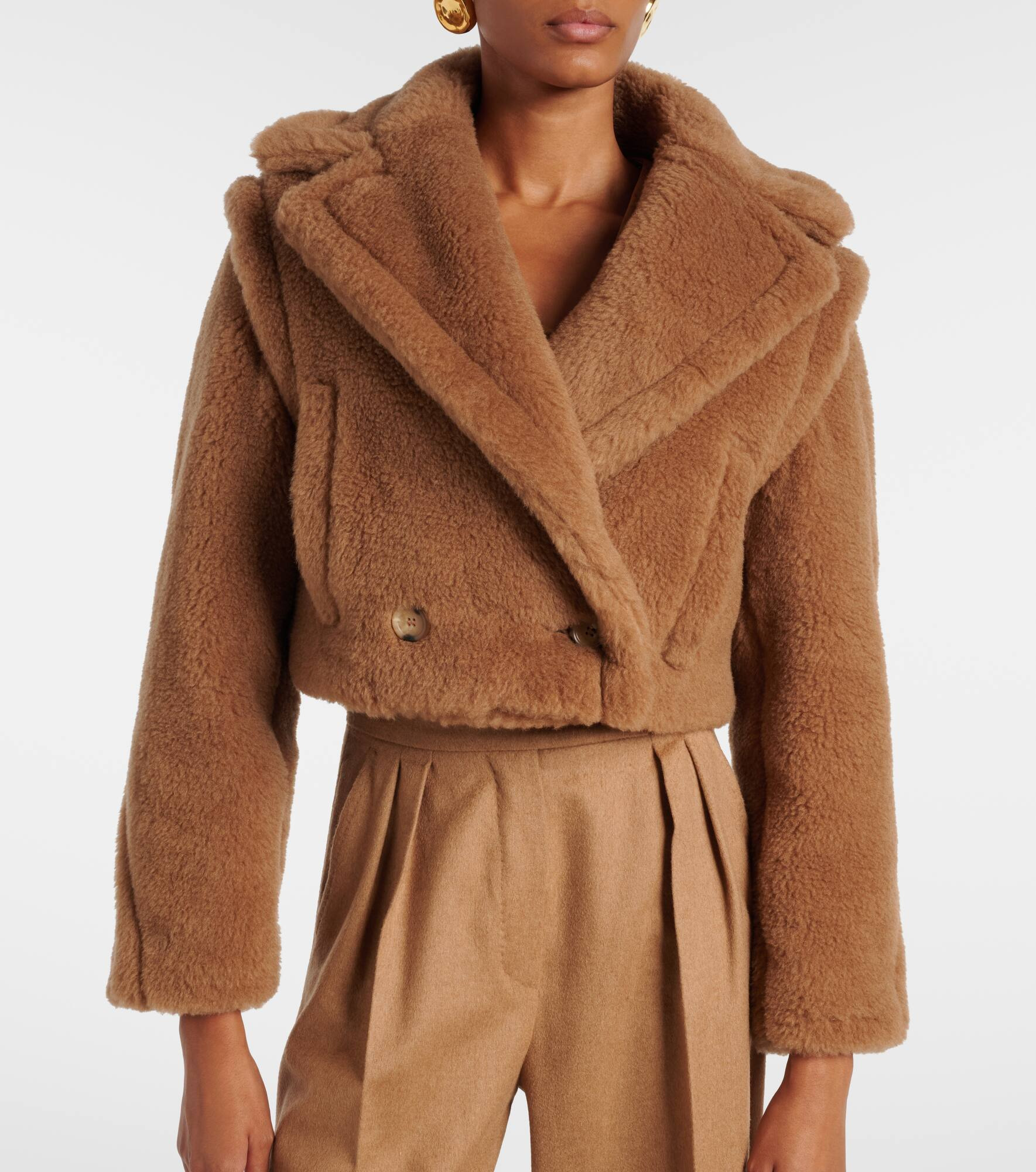 Santos cropped camel hair and silk jacket - 5