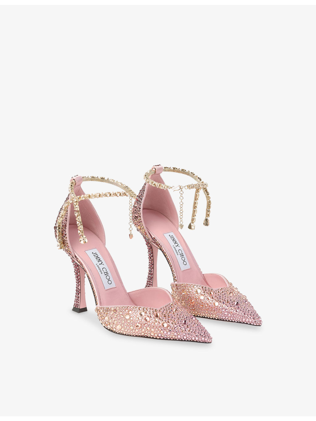 Stevie 100 Crystal-Embellished Satin Heels - 3