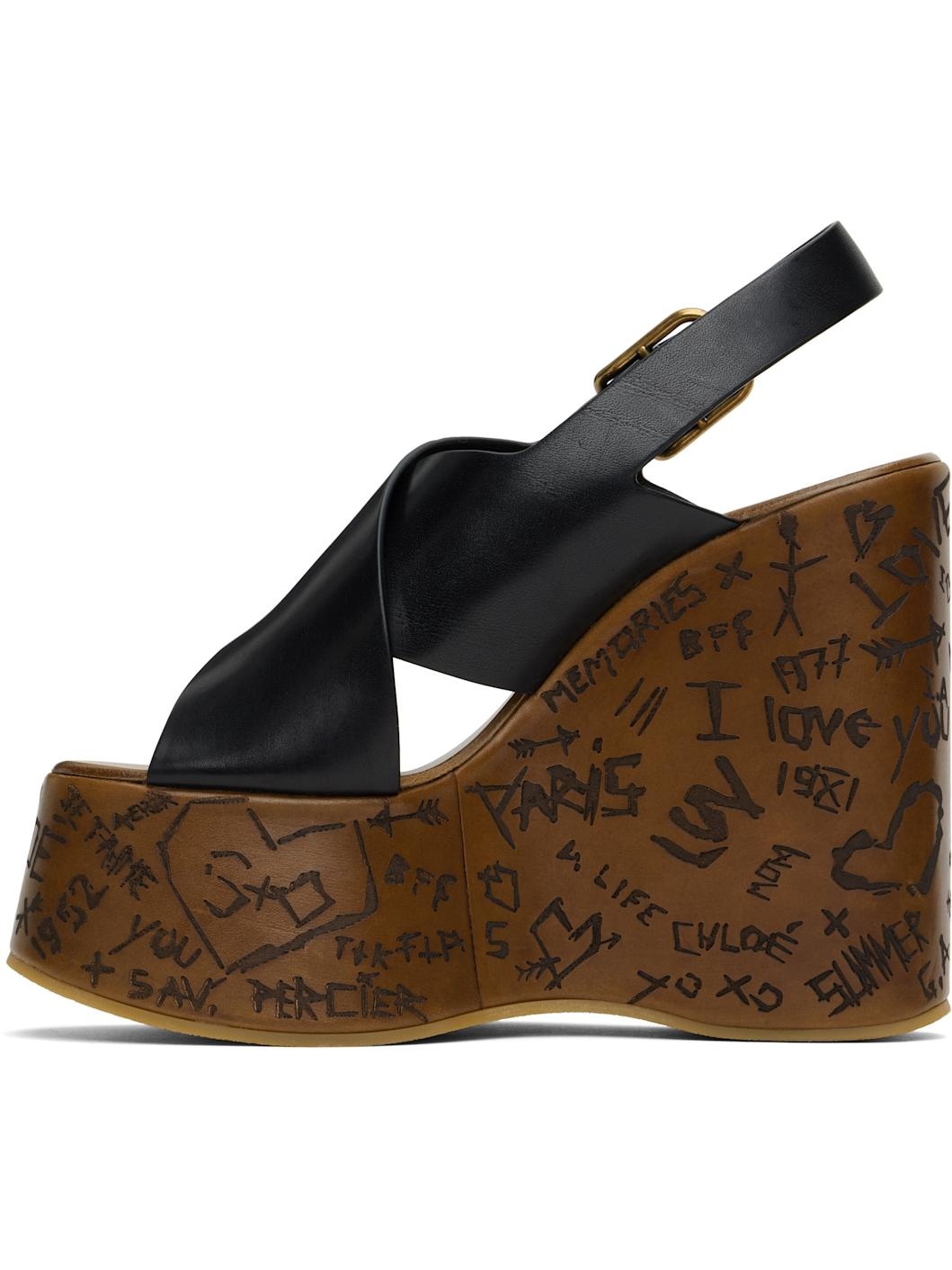 Black Maxime Wedge Sandals - 3