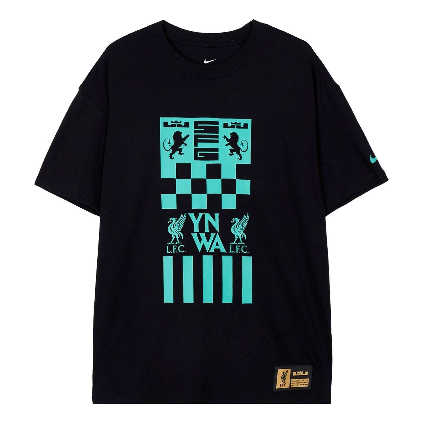 Nike LeBron x Liverpool FC Max90 Soccer T-Shirt Asia Sizing 'Black Teal' FZ8908-010 - 1