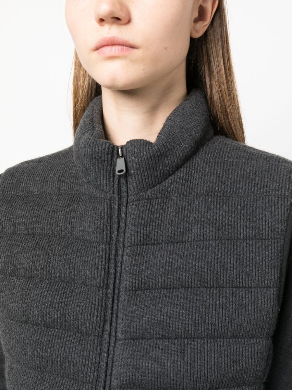 padded ribbed gilet - 5