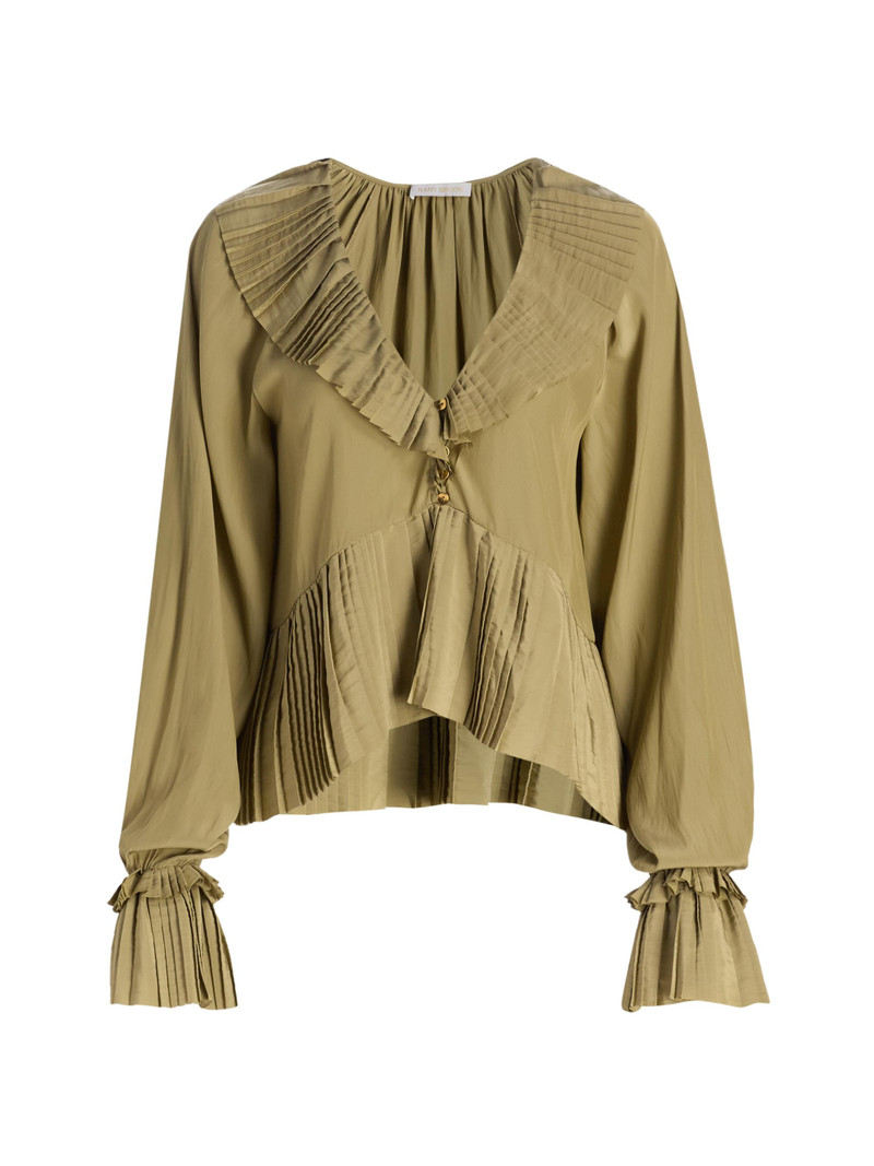 Women's Jacklyn Pleated Ruffle Blouse - Safari 1