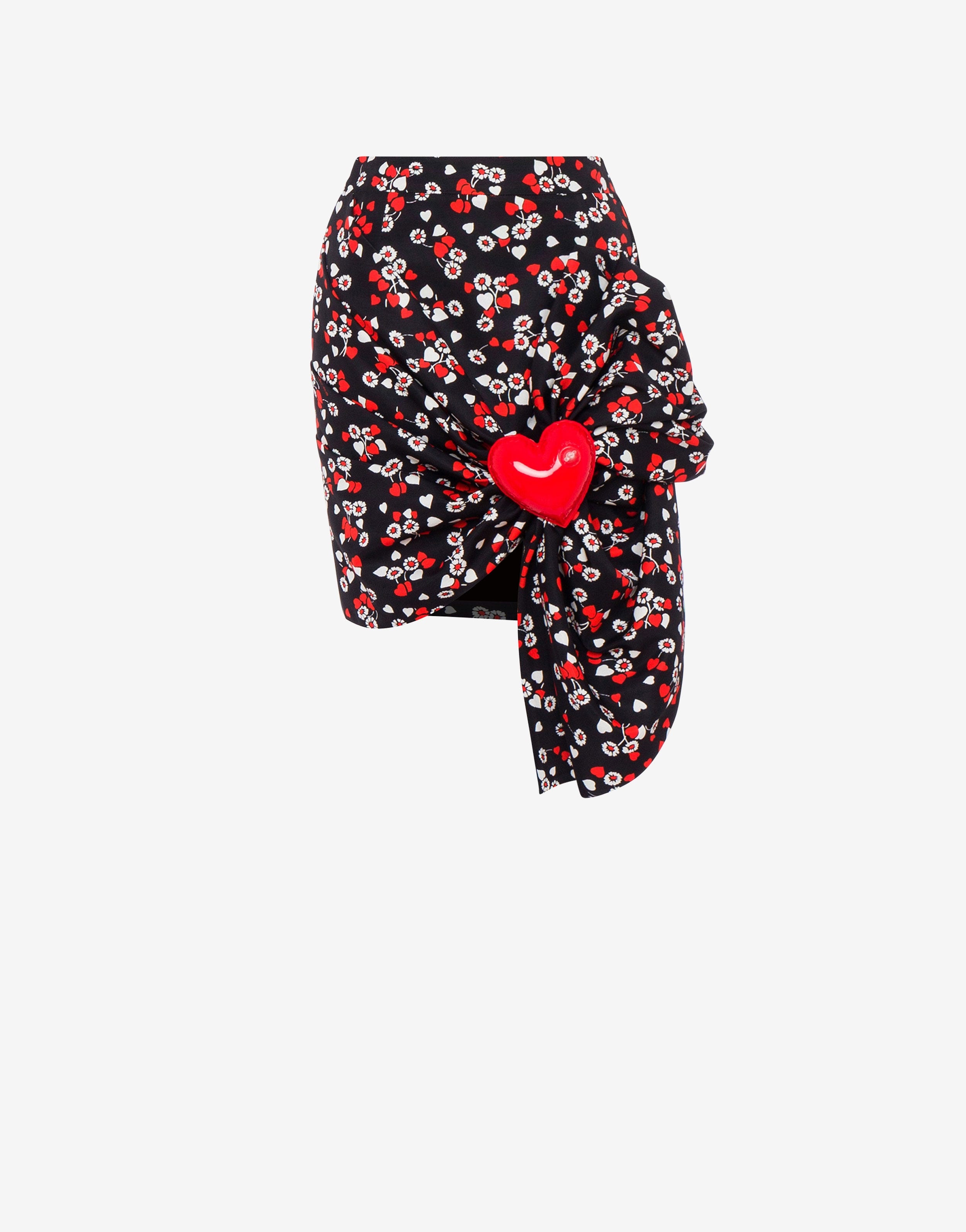 ALL-OVER HEARTS & FLOWERS OTTOMAN MINI SKIRT - 1