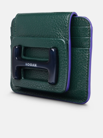 HOGAN Plexi card holder in green leather outlook