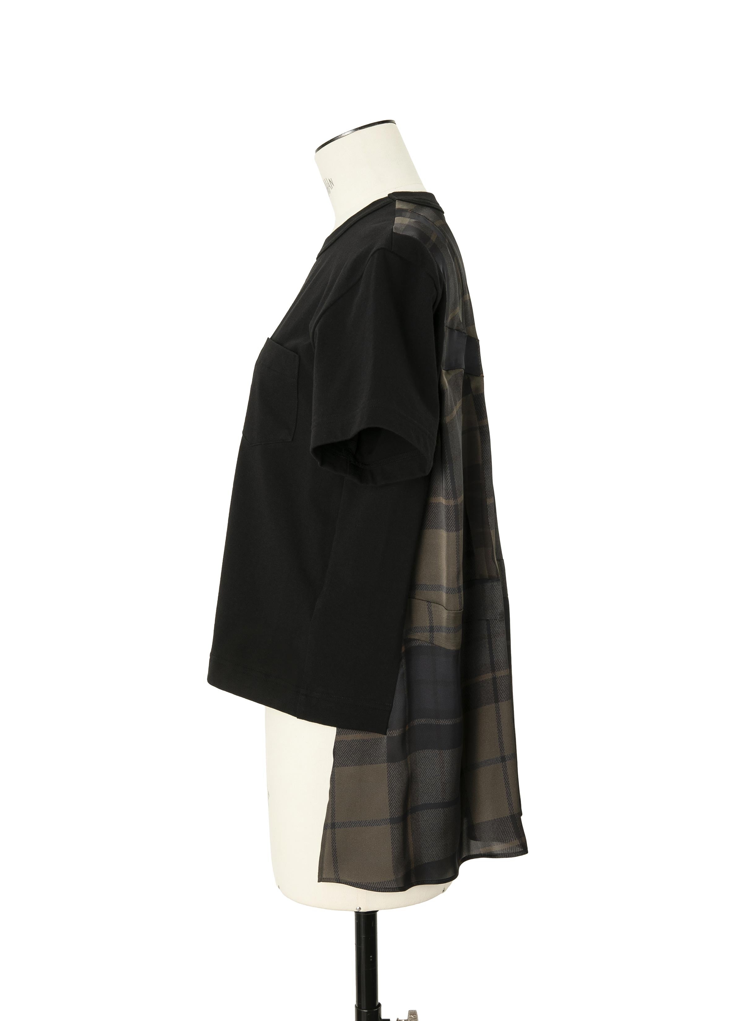 sacai Plaid Print x Cotton Jersey T-Shirt | REVERSIBLE