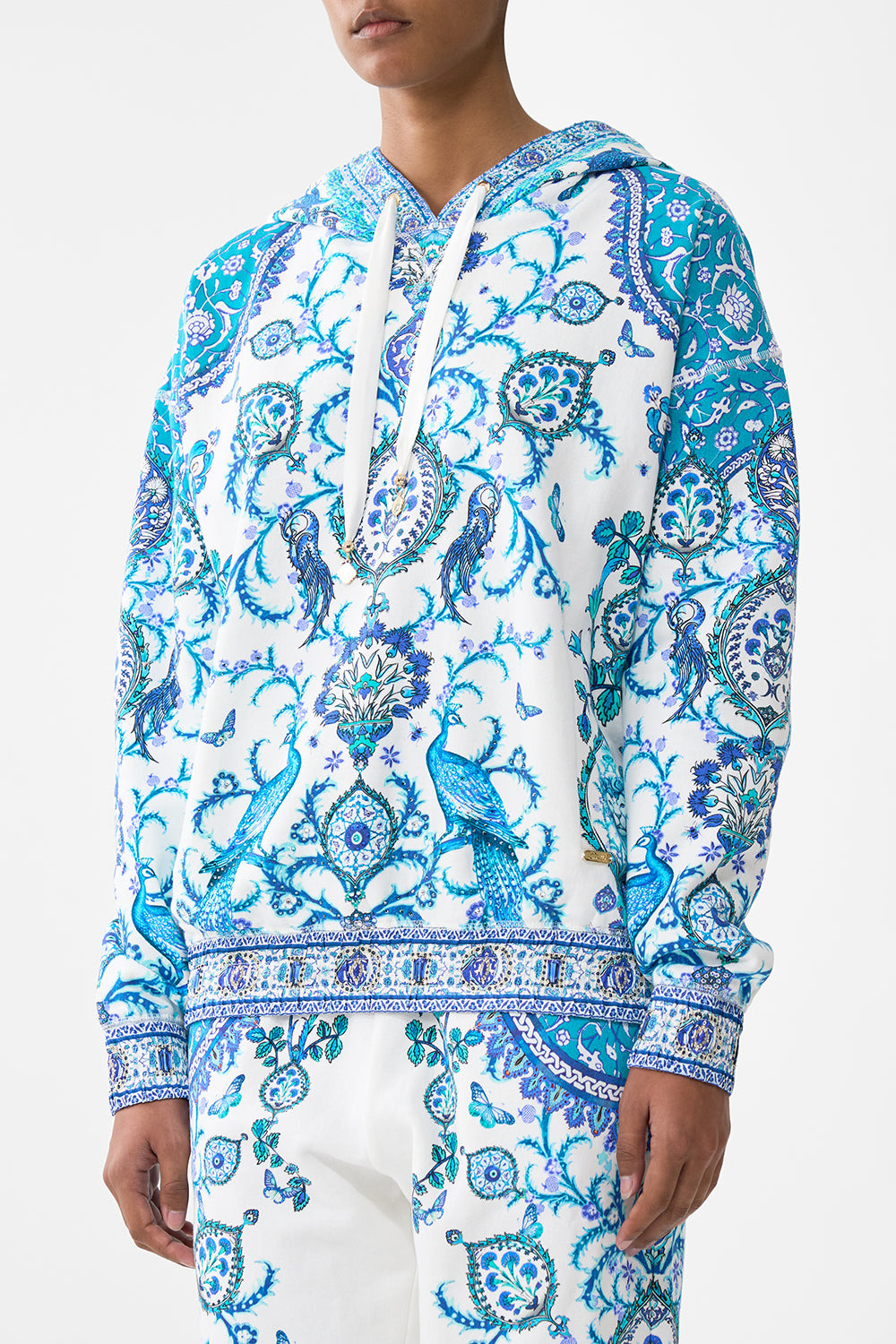 CONTRAST BAND HOODIE WITH SIDE POCKETS - 5