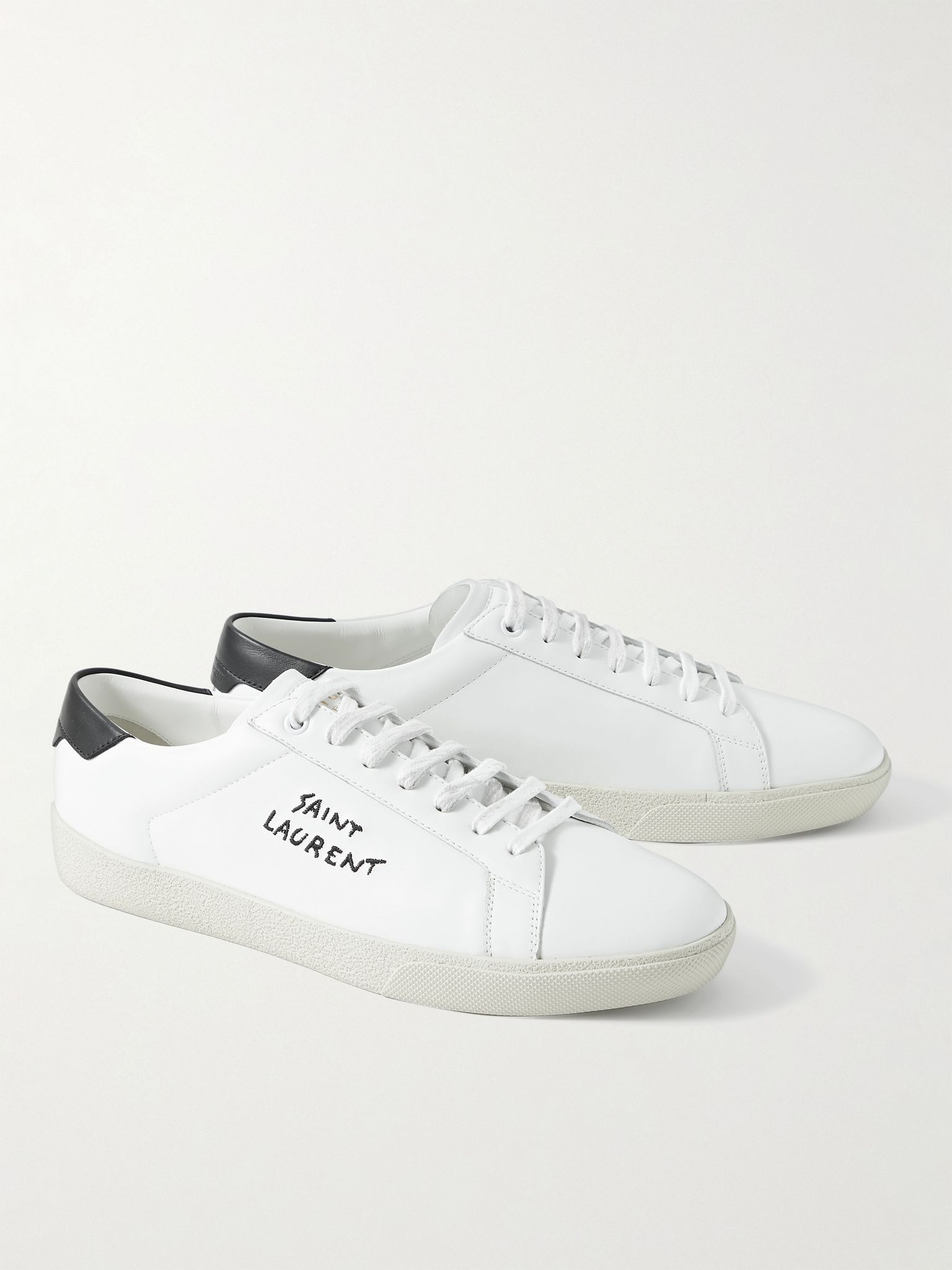 SL/06 Court Classic Logo-Embroidered Leather Sneakers White - 3