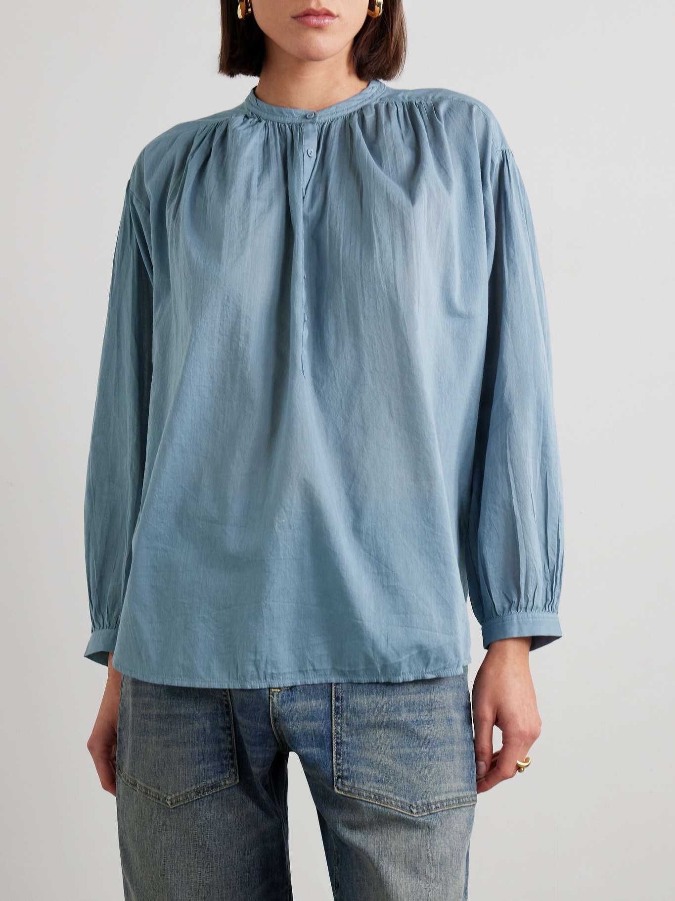 Neville gathered cotton-voile blouse - 3