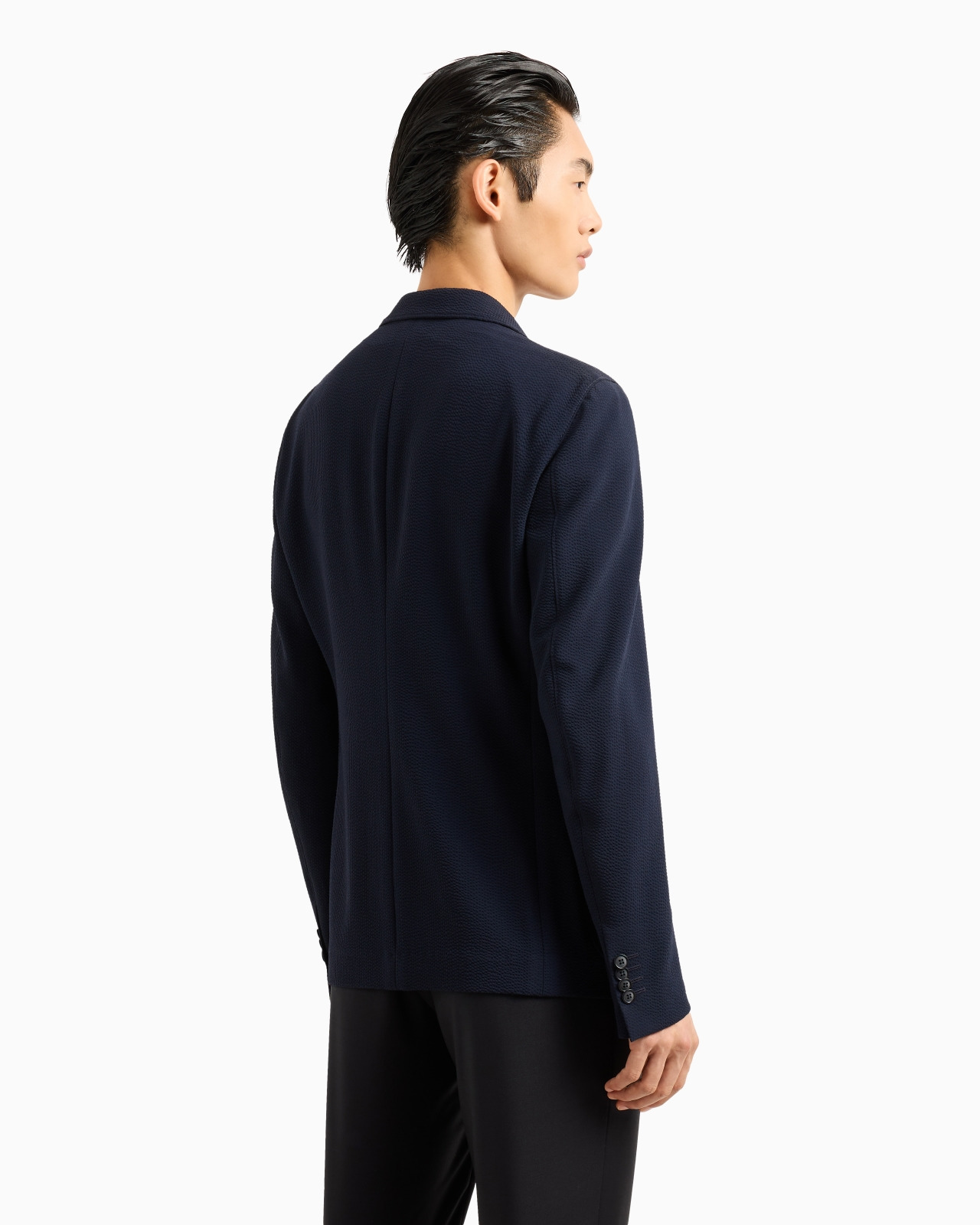 Single-breasted, stretch plain-knit wool seersucker jacket - 3