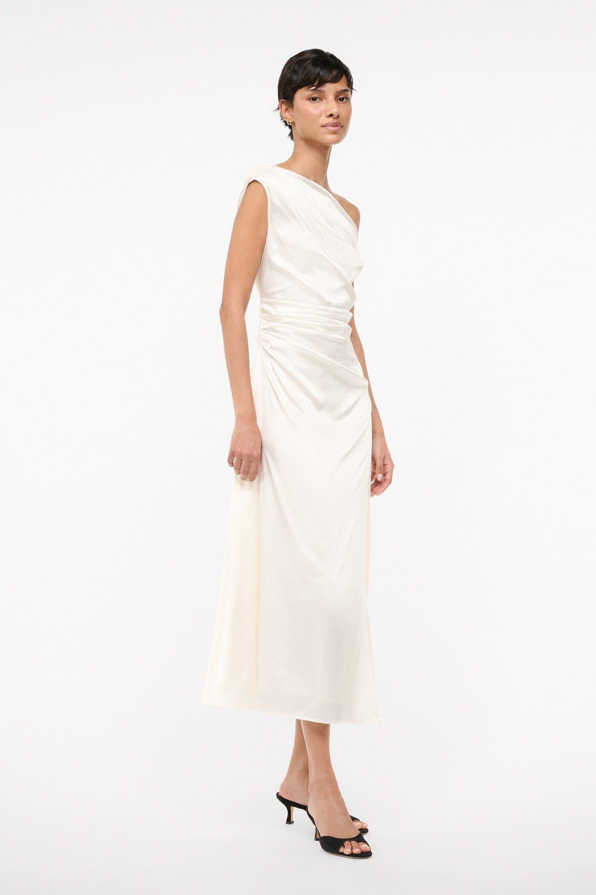 STAUD PHARE SILK DRESS IVORY - 4