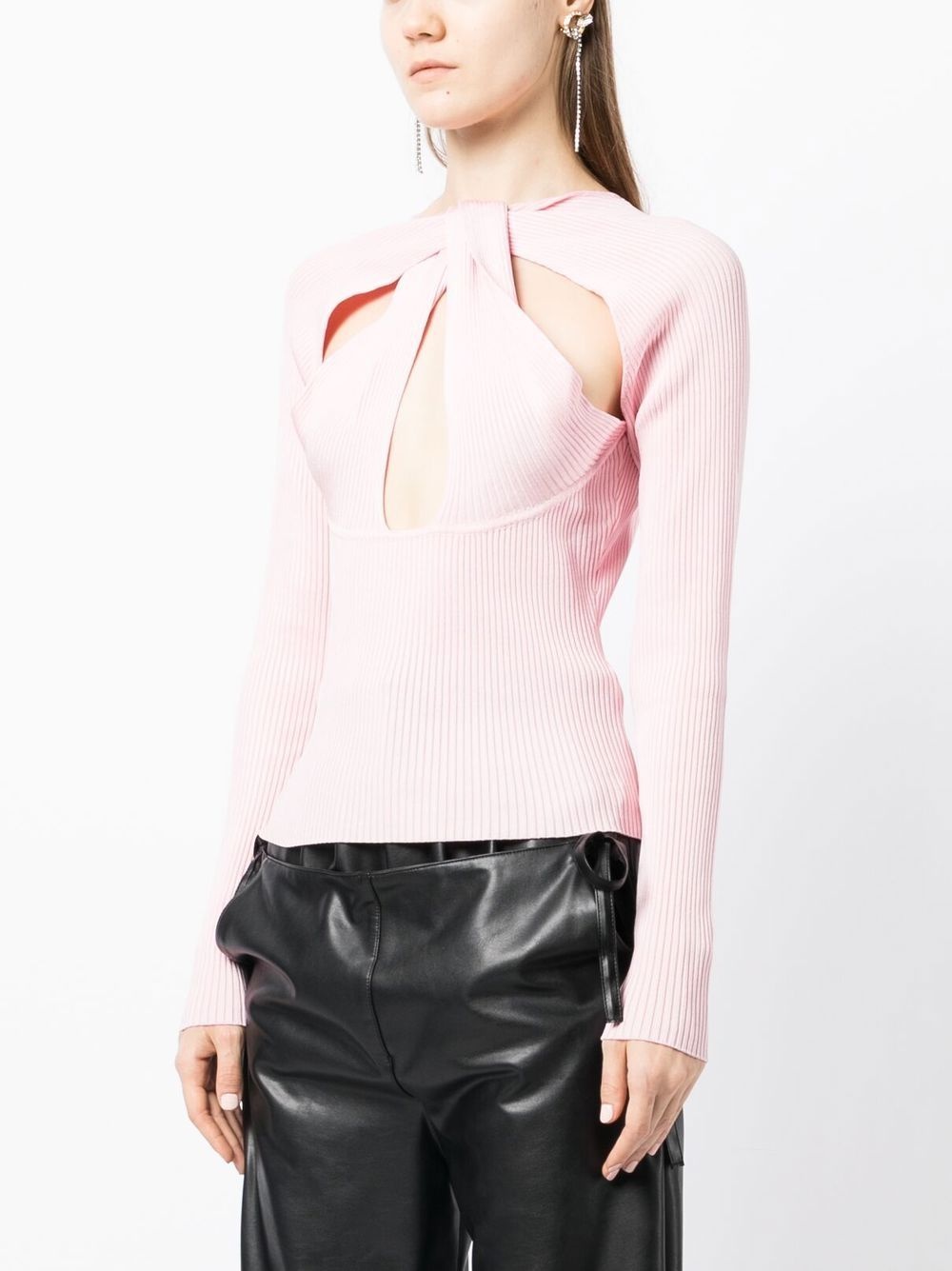 cut out-detail ribbed jumper - 3