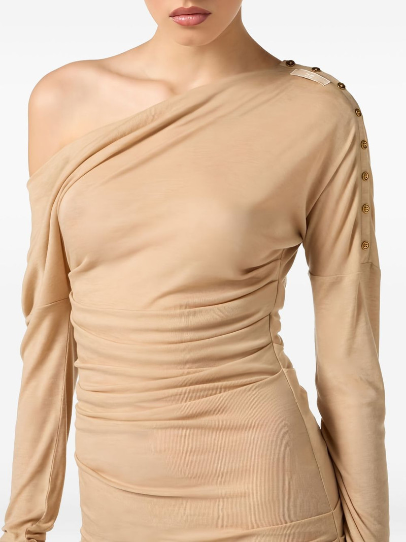 asymmetric draped midi dress 5