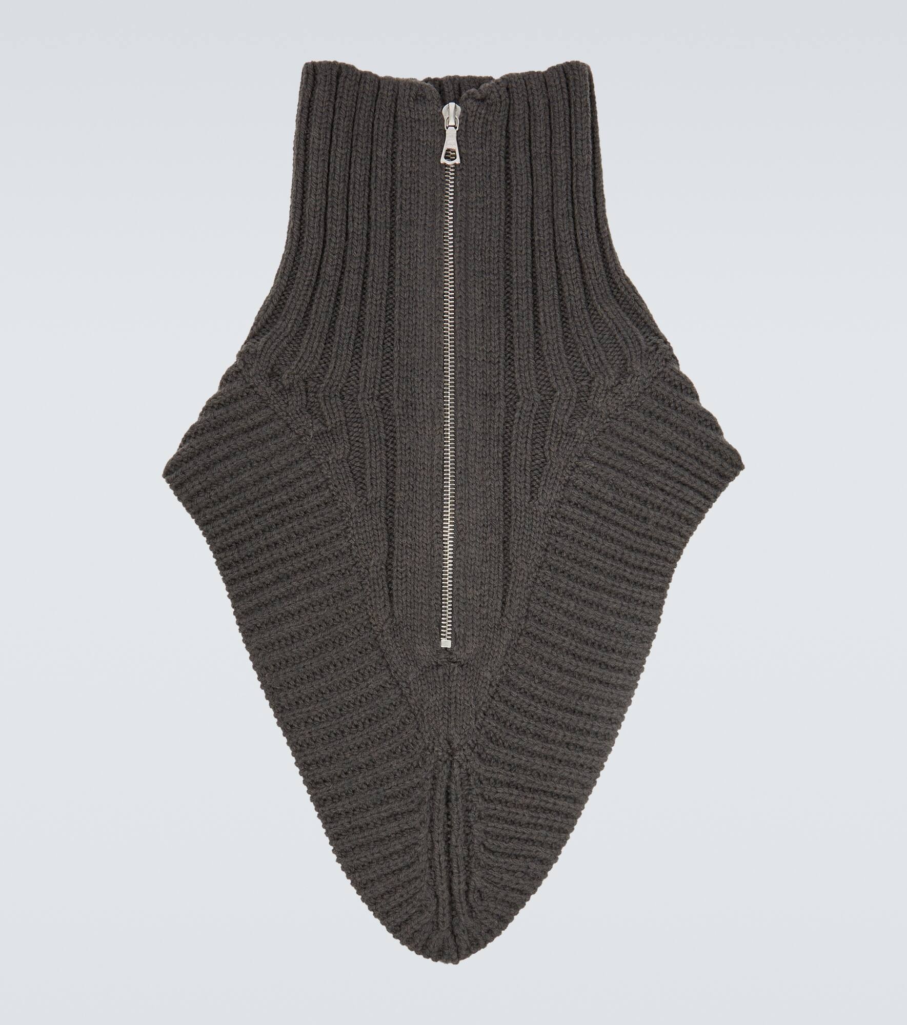 Zip-up ribbed-knit virgin wool scarf - 1