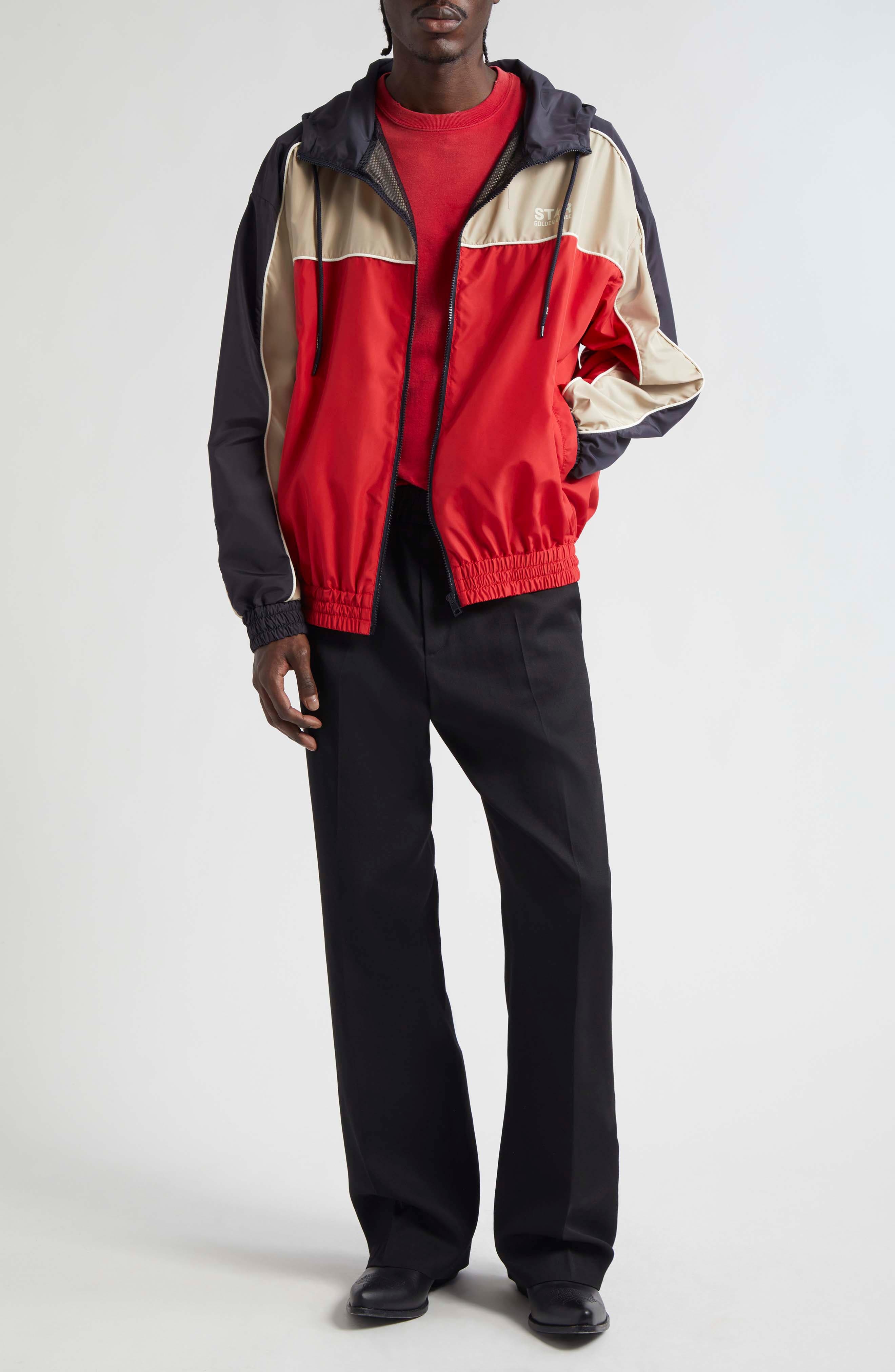 Golden Goose Star Hooded Windbreaker Jacket in Savvy Red/Dark Blue/Khaki at Nordstrom - 2