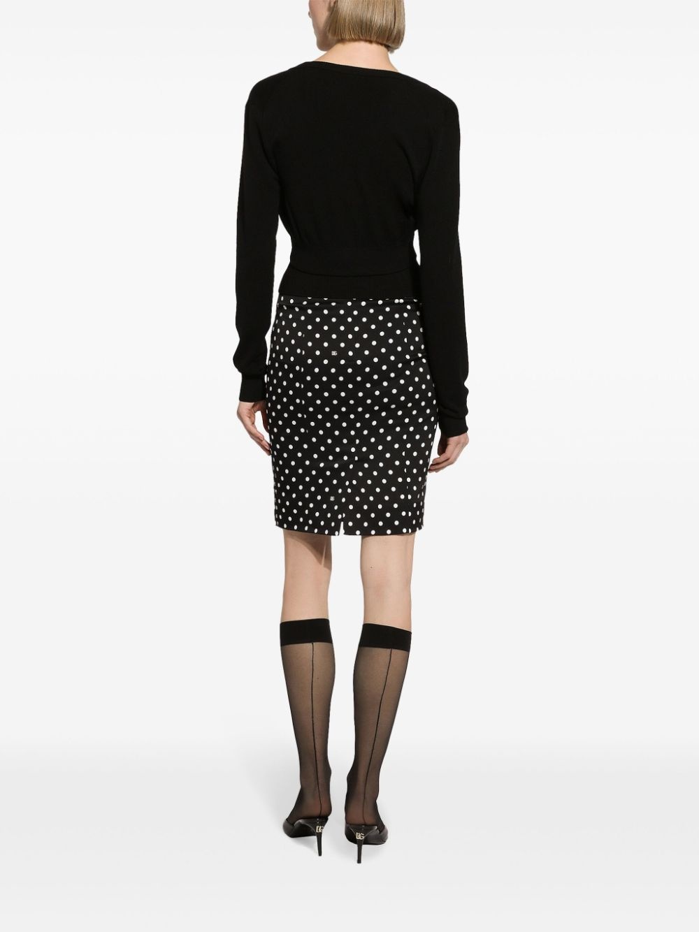 polka-dot print pencil skirt - 4