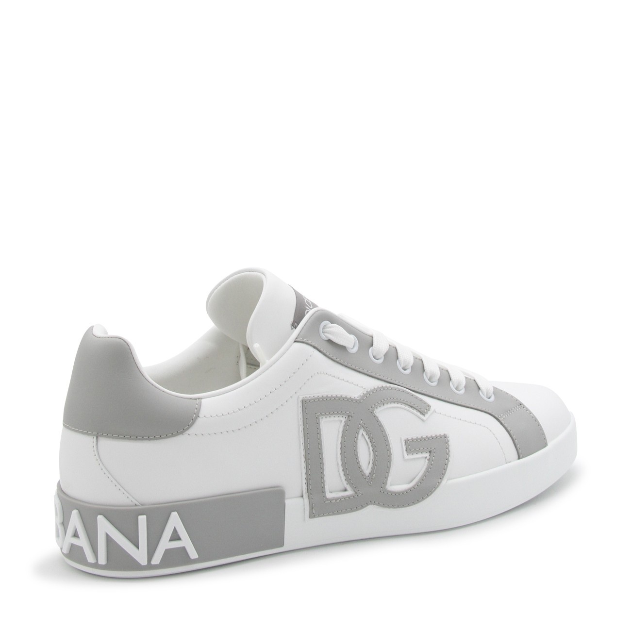 white and grey leather sneakers - 3