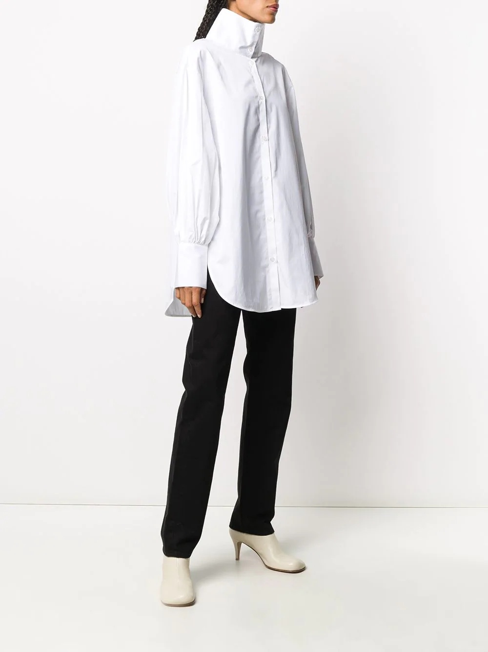 oversized high neck buttoned shirt - 3