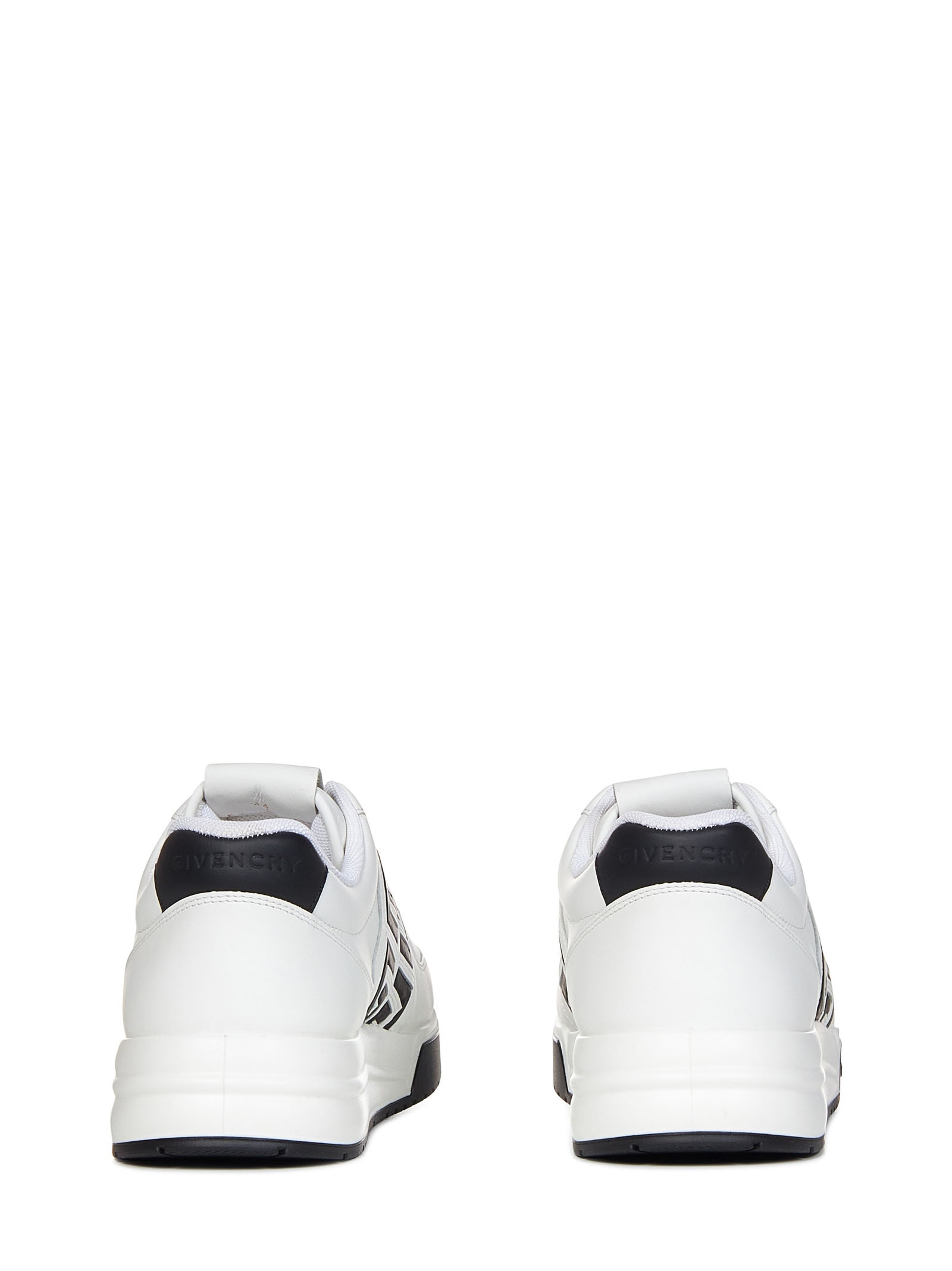 White calf leather low-top sneakers with embossed black 4G logo at side. - 4