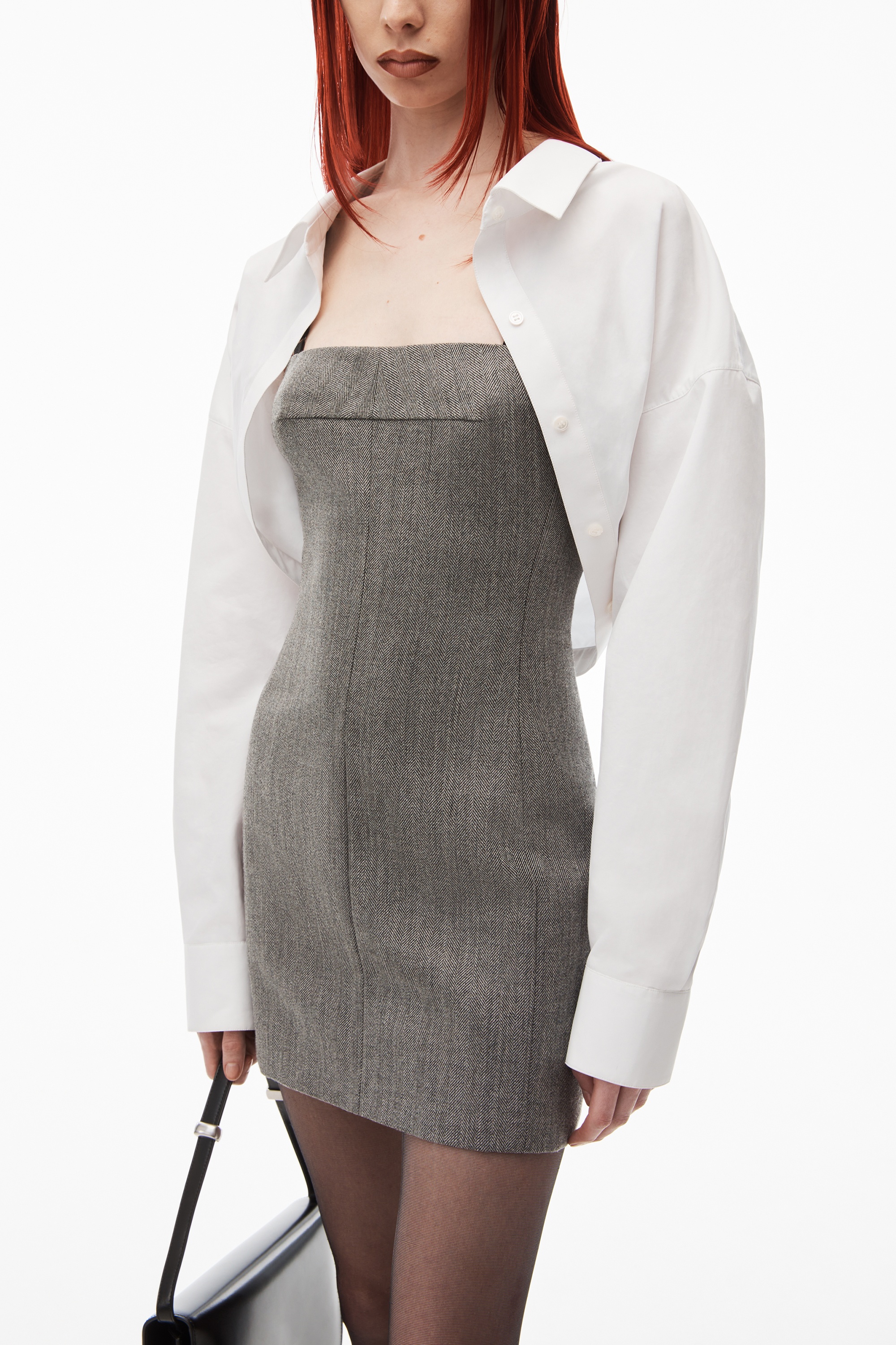 mini dress in herringbone tailoring - 3