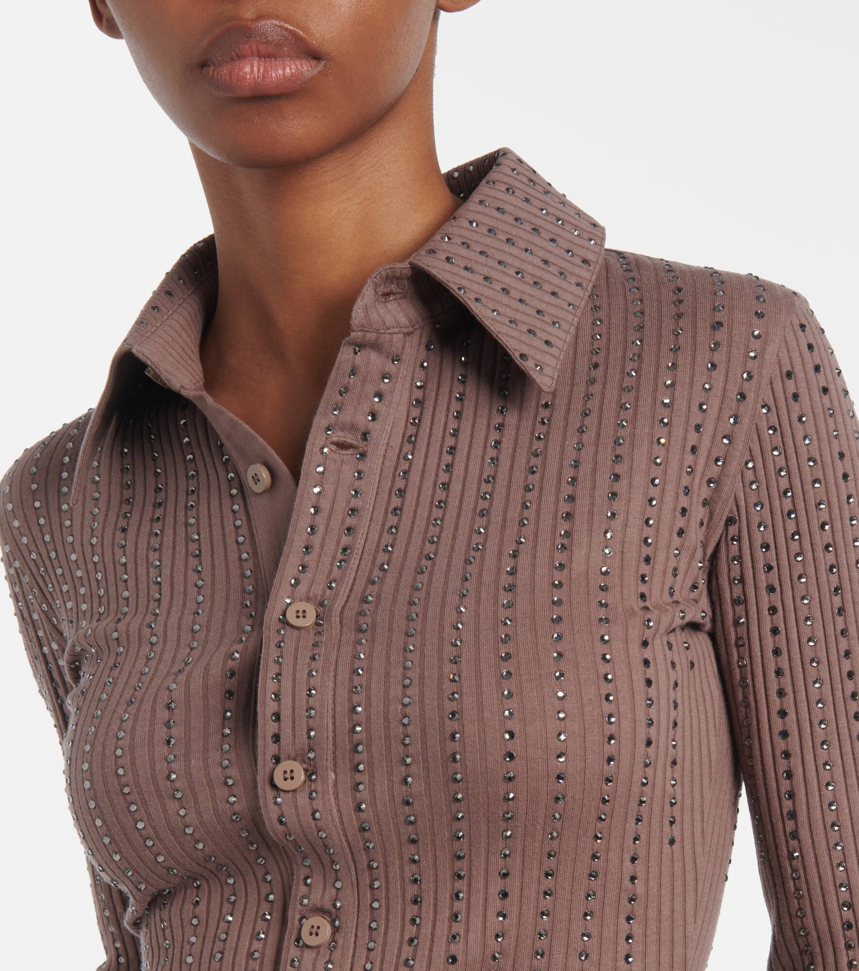 Embellished cotton polo sweater - 4