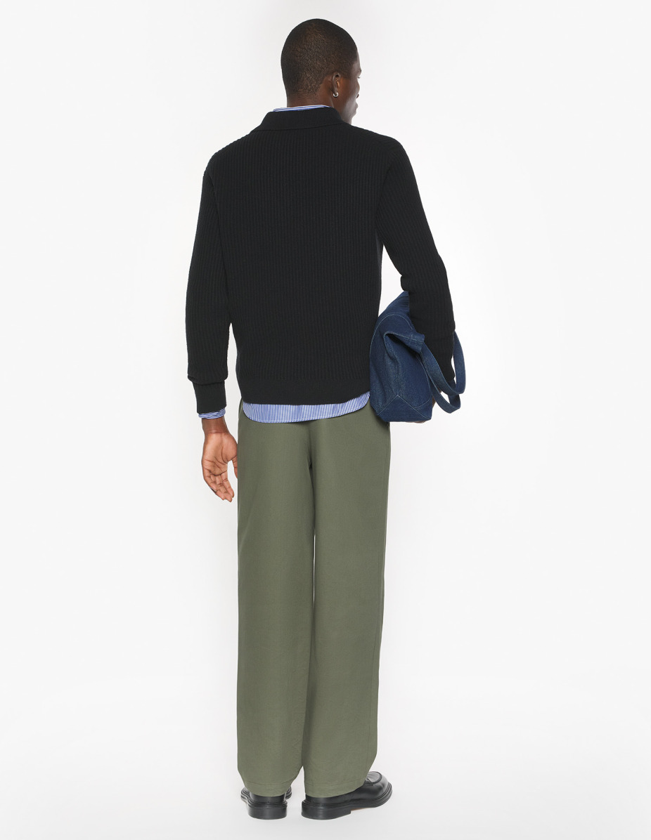 FOX HEAD WOOL RIBBED POLO JUMPER - 5