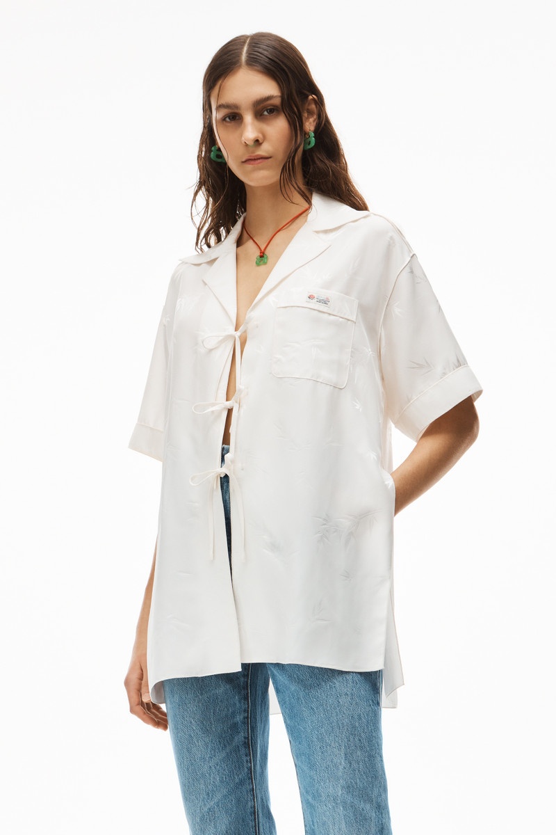 Alexander Wang SHORT-SLEEVE TIE TOP IN VISCOSE JACQUARD outlook