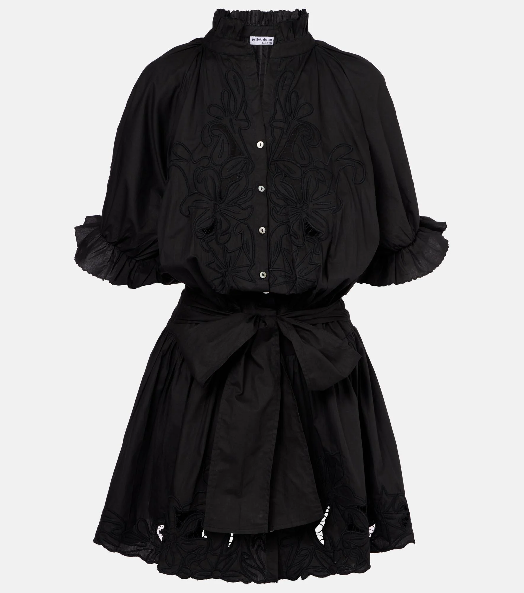 Embroidered cotton poplin minidress - 1