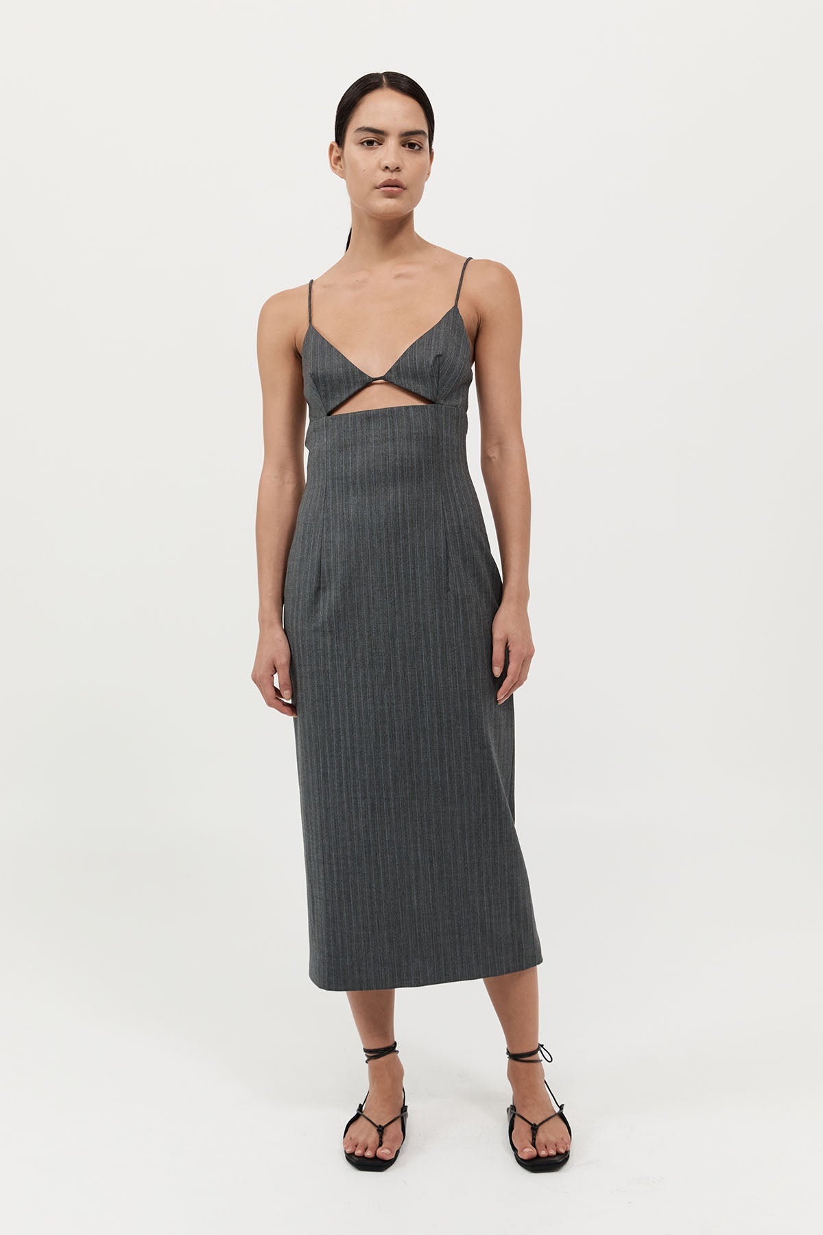 Pinstripe Bra Dress - Stone Blue Stripe - 2