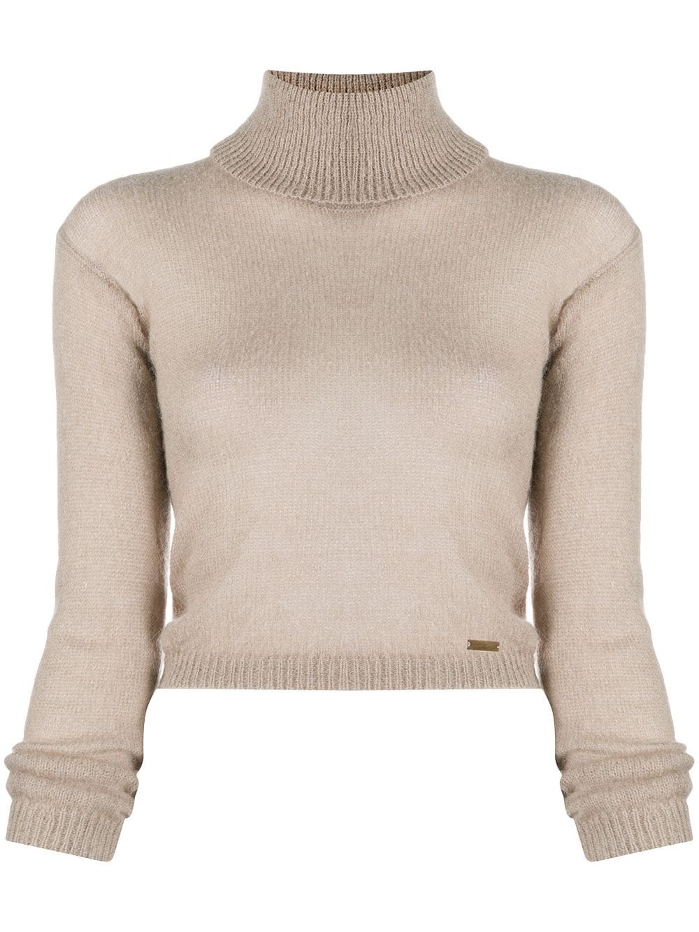 roll neck cropped jumper - 1