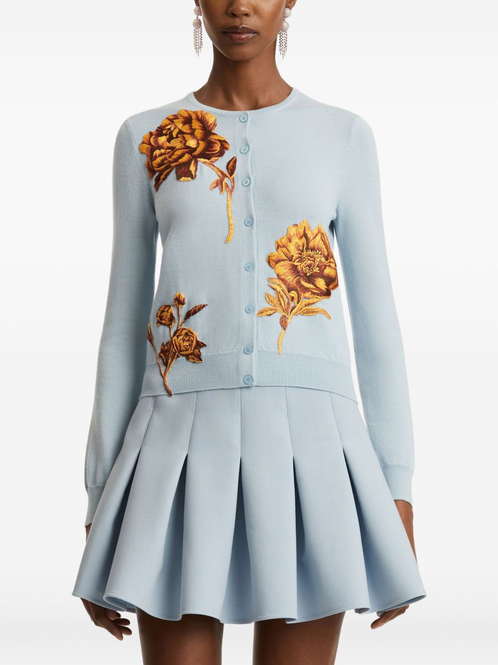 peony-embroidered cardigan - 3