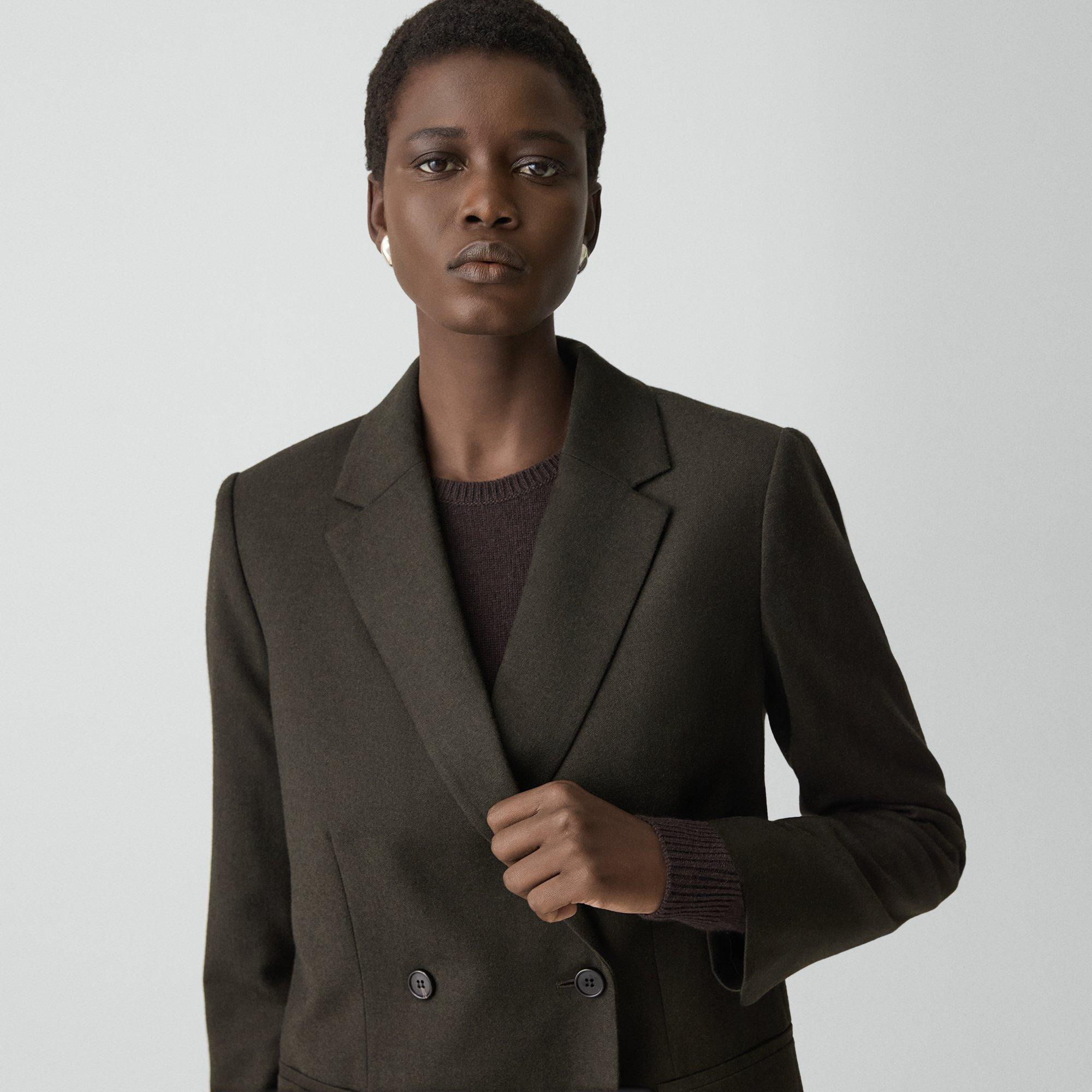 Relaxed Double-Breasted Blazer in Sleek Flannel - 5
