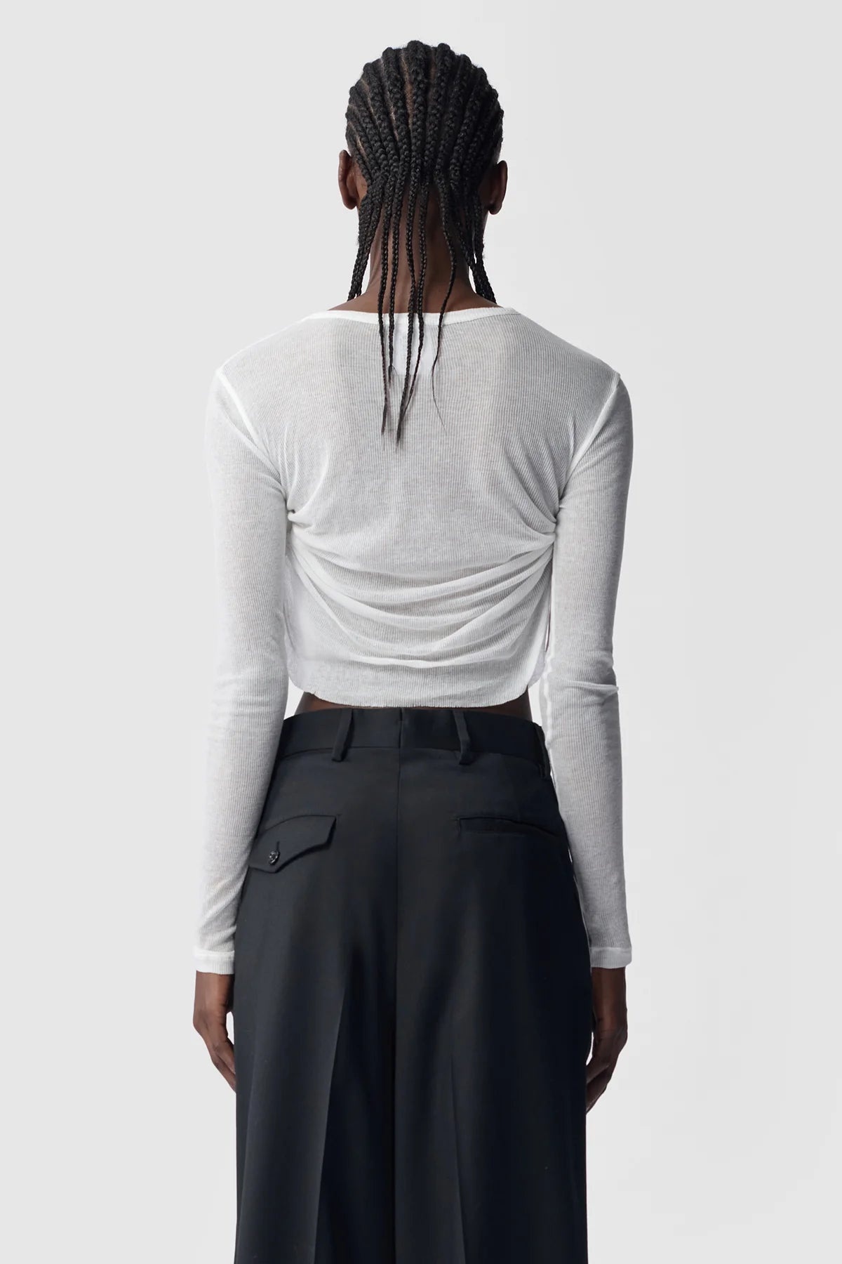 ANN DEMEULEMEESTER Women Oke Wrinkled Cropped Long Sleeve Top - 3