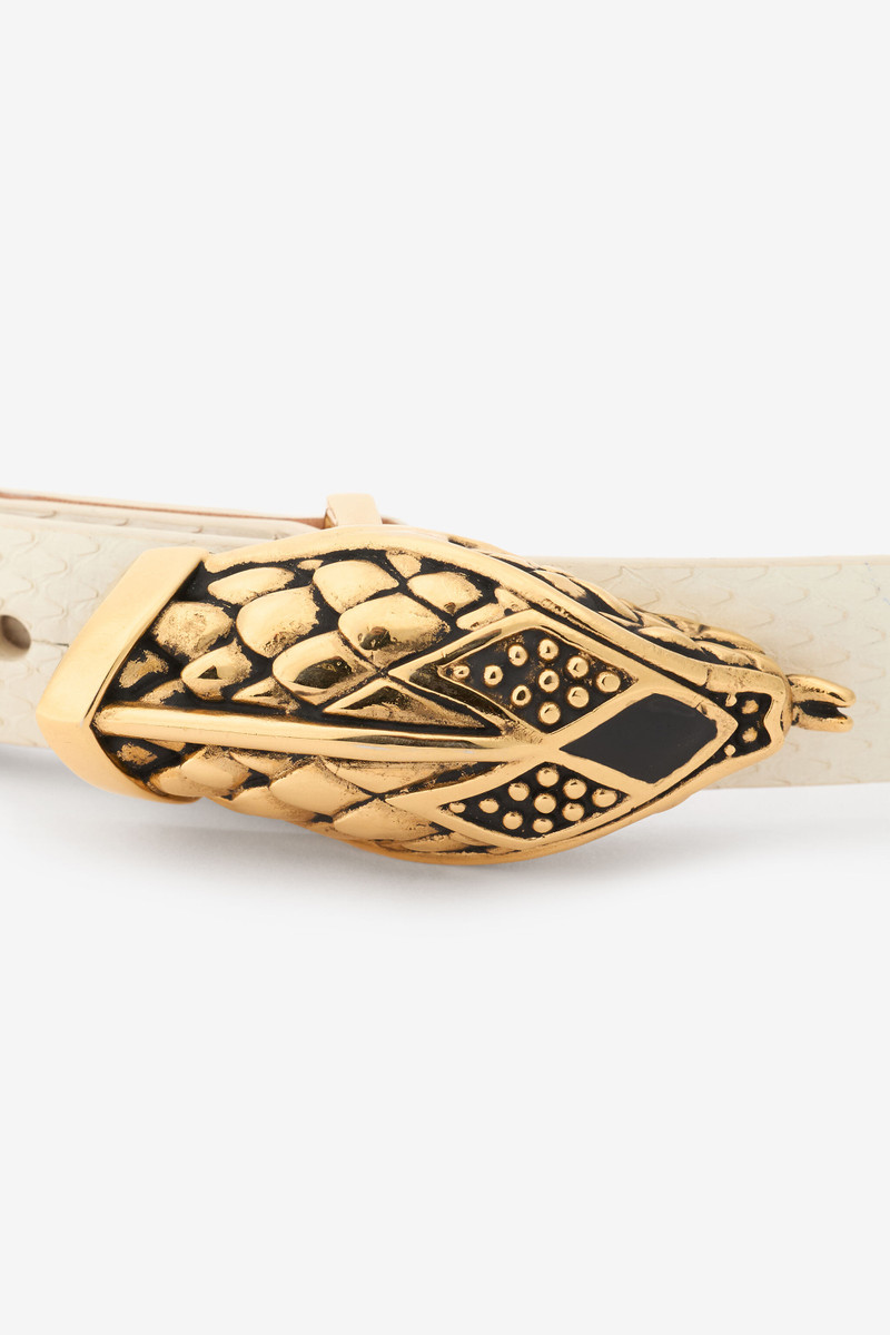 White Belt with Scale Motif and Snake Head Buckle 4