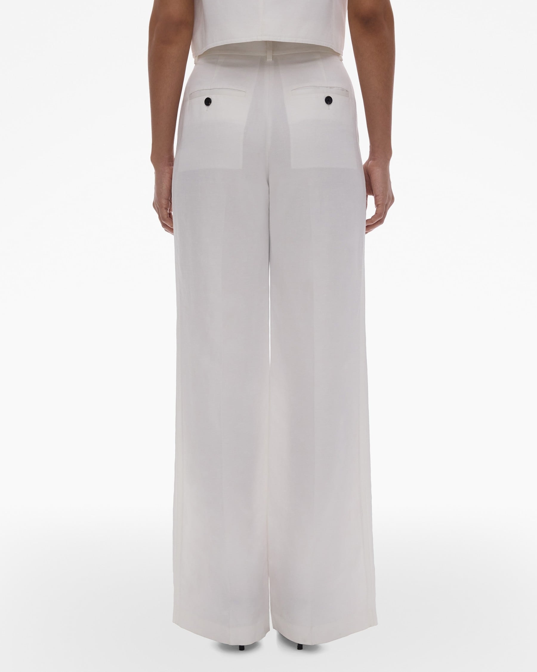 PLEATED STRETCH WOOL PANT - 4
