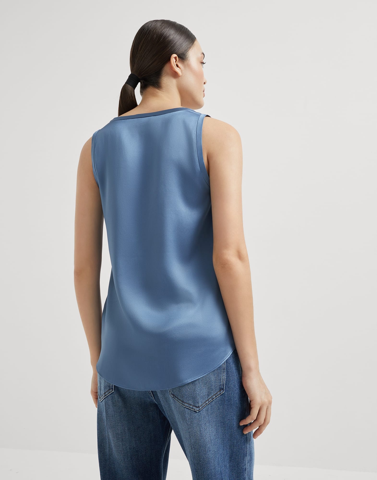Stretch silk satin reversible top - 2