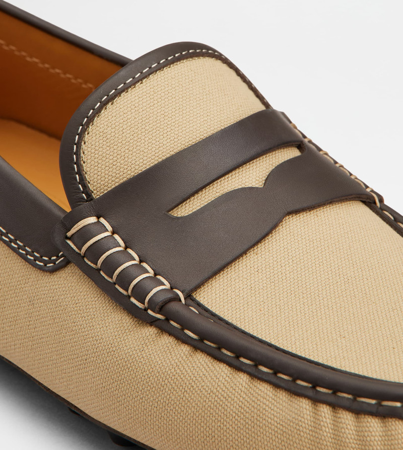 GOMMINO BUBBLE LOAFERS IN CANVAS AND LEATHER - BEIGE, BROWN 6