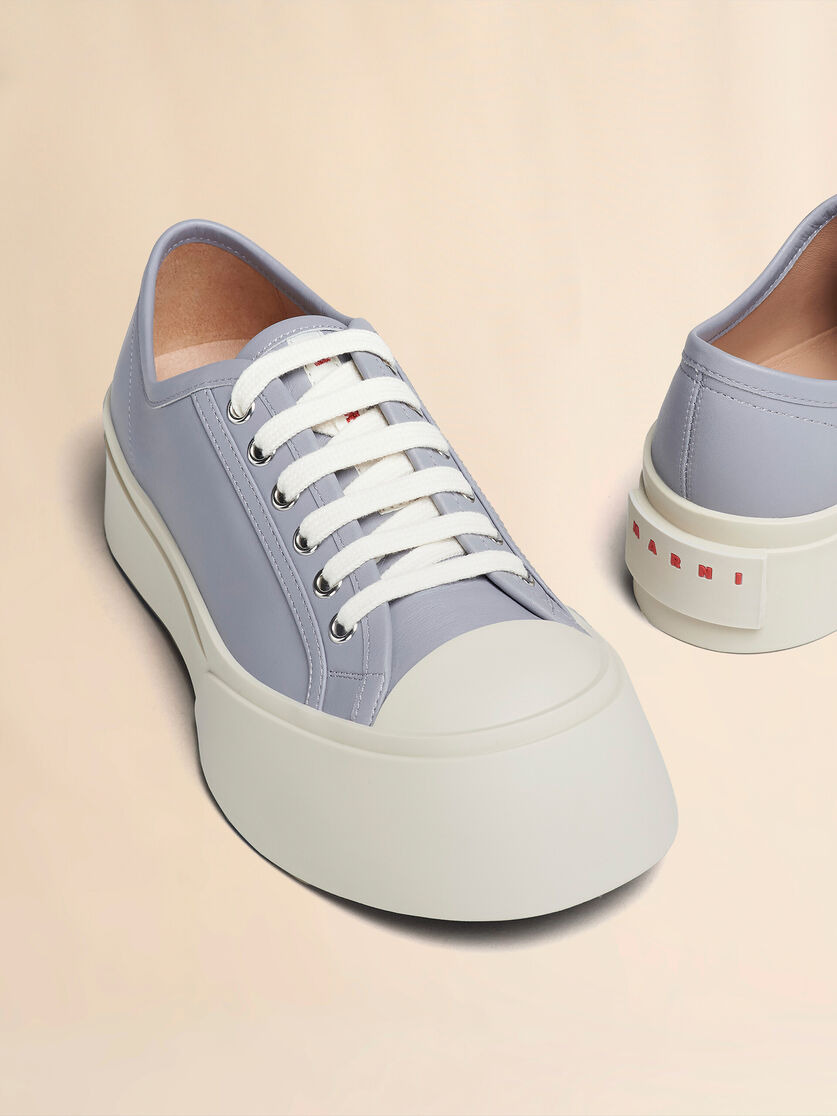 GREY LEATHER PABLO LACE-UP SNEAKER - 5