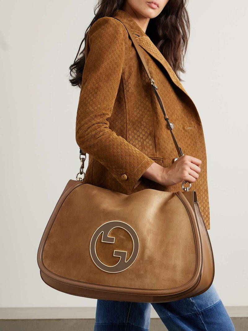 Blondie leather-trimmed suede shoulder bag Brown 6