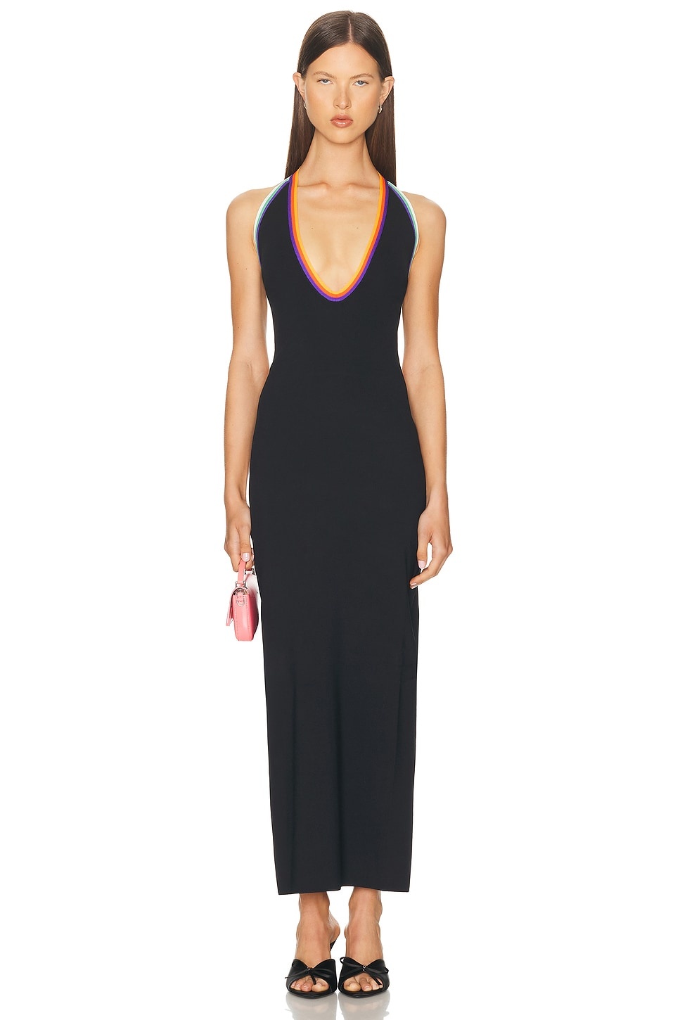 Deep U-neck Maxi Dress - 1