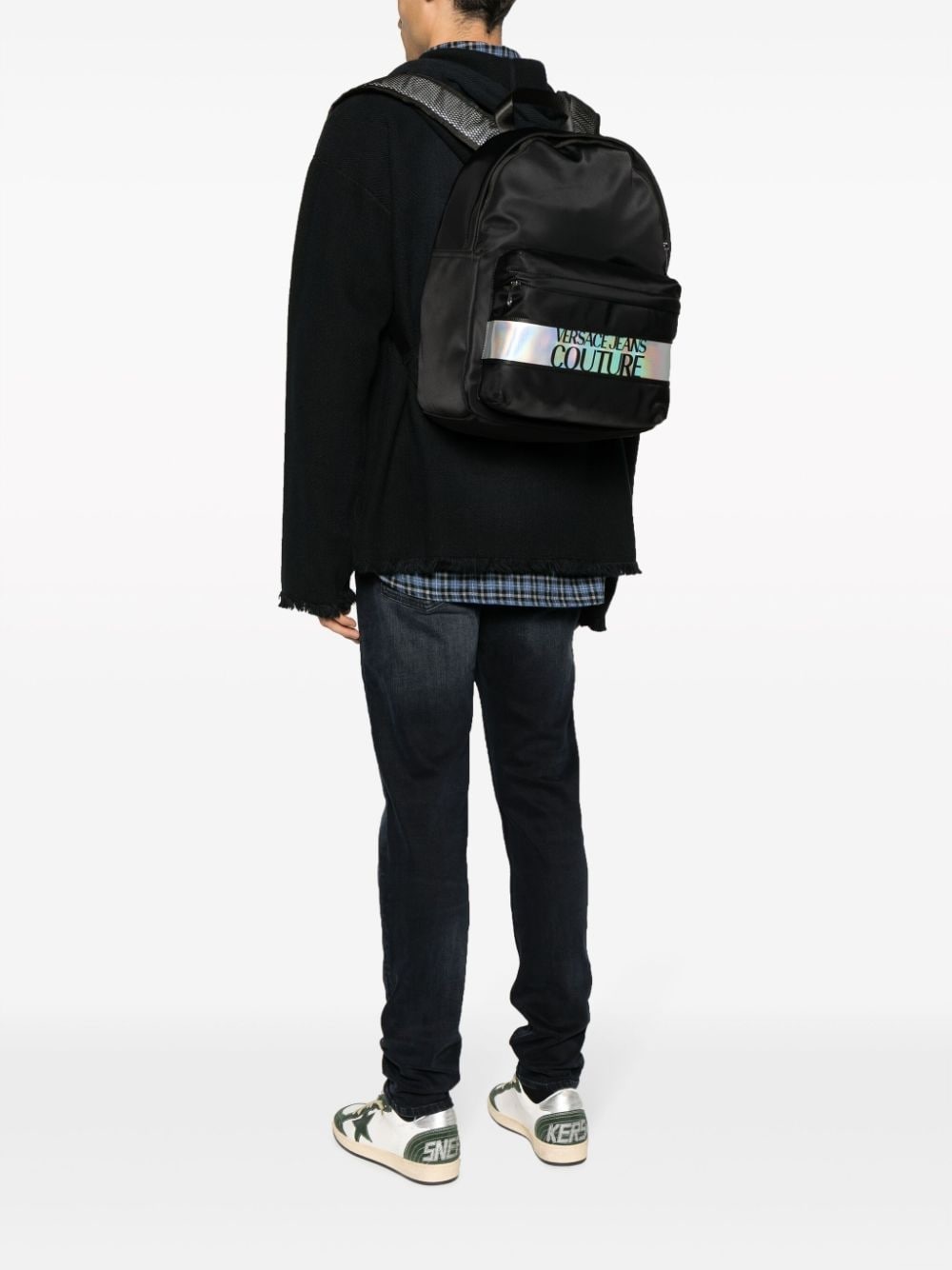 iridescent logo-print zip-up backpack - 2