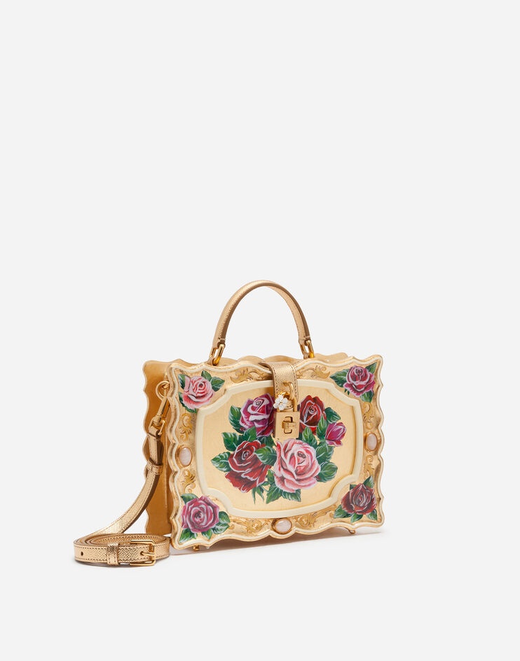 Dolce Box bag in golden hand-painted wood - 2