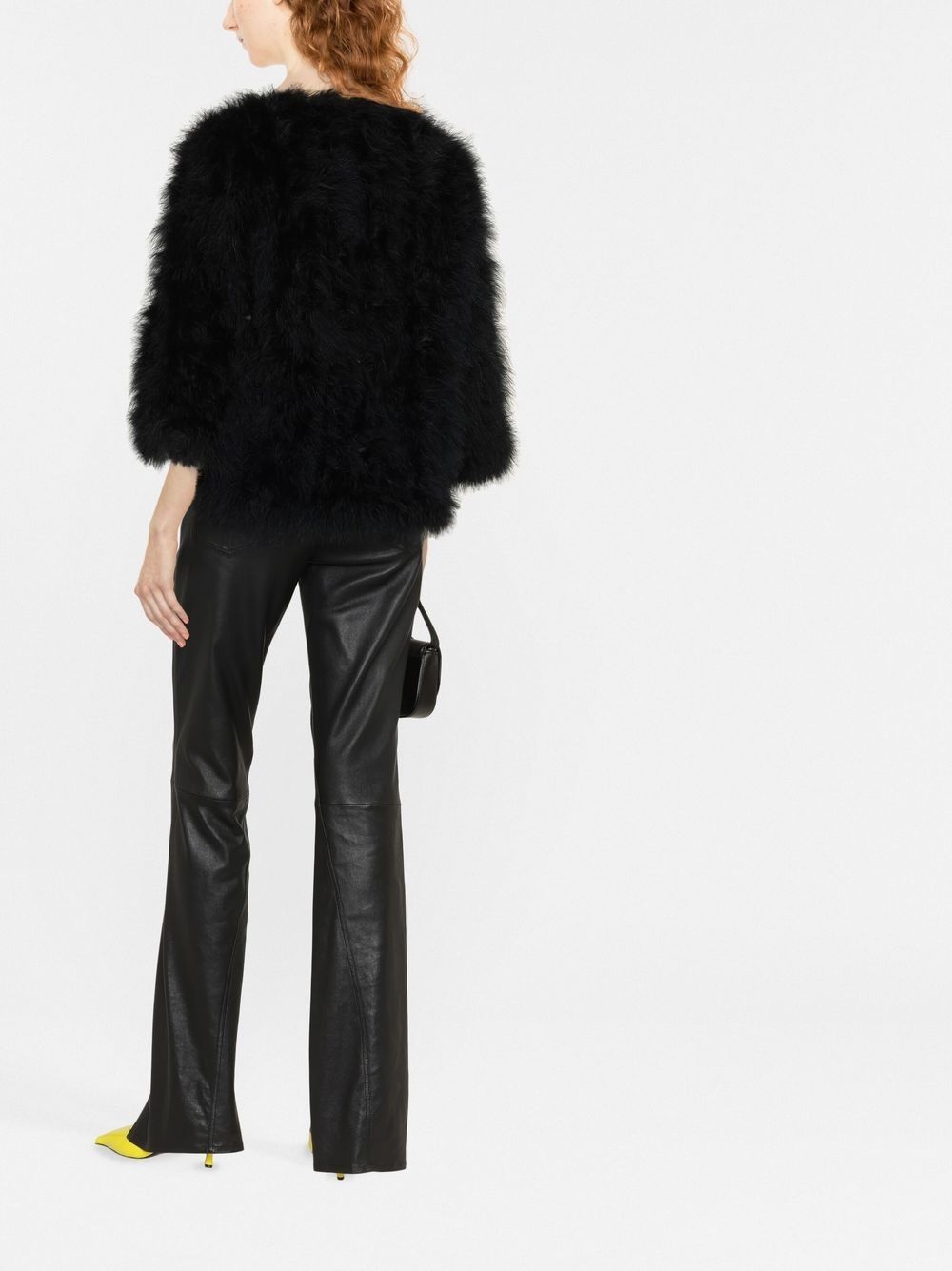 single-breasted feather jacket - 4