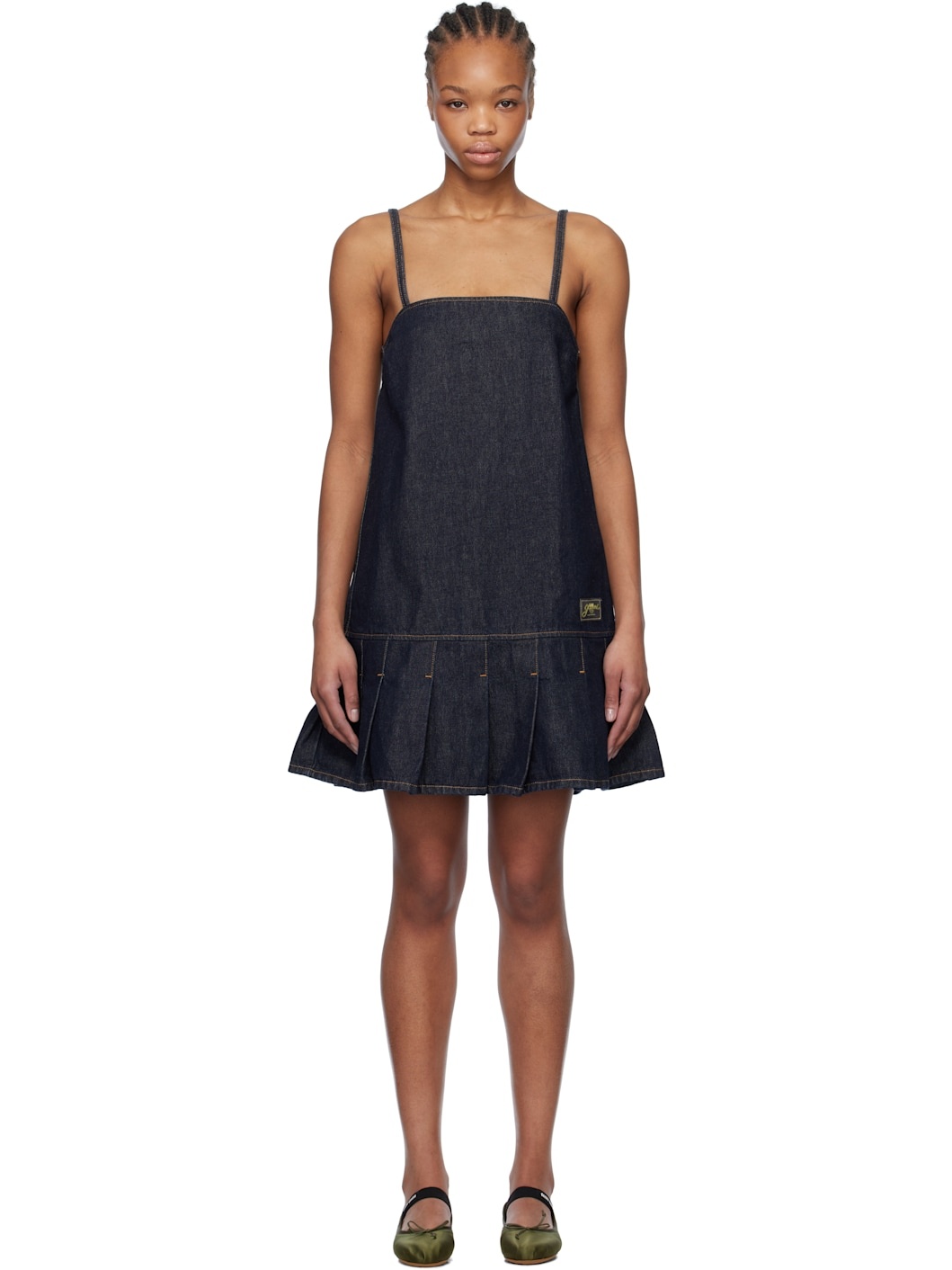 Navy Denim Strap Minidress - 1