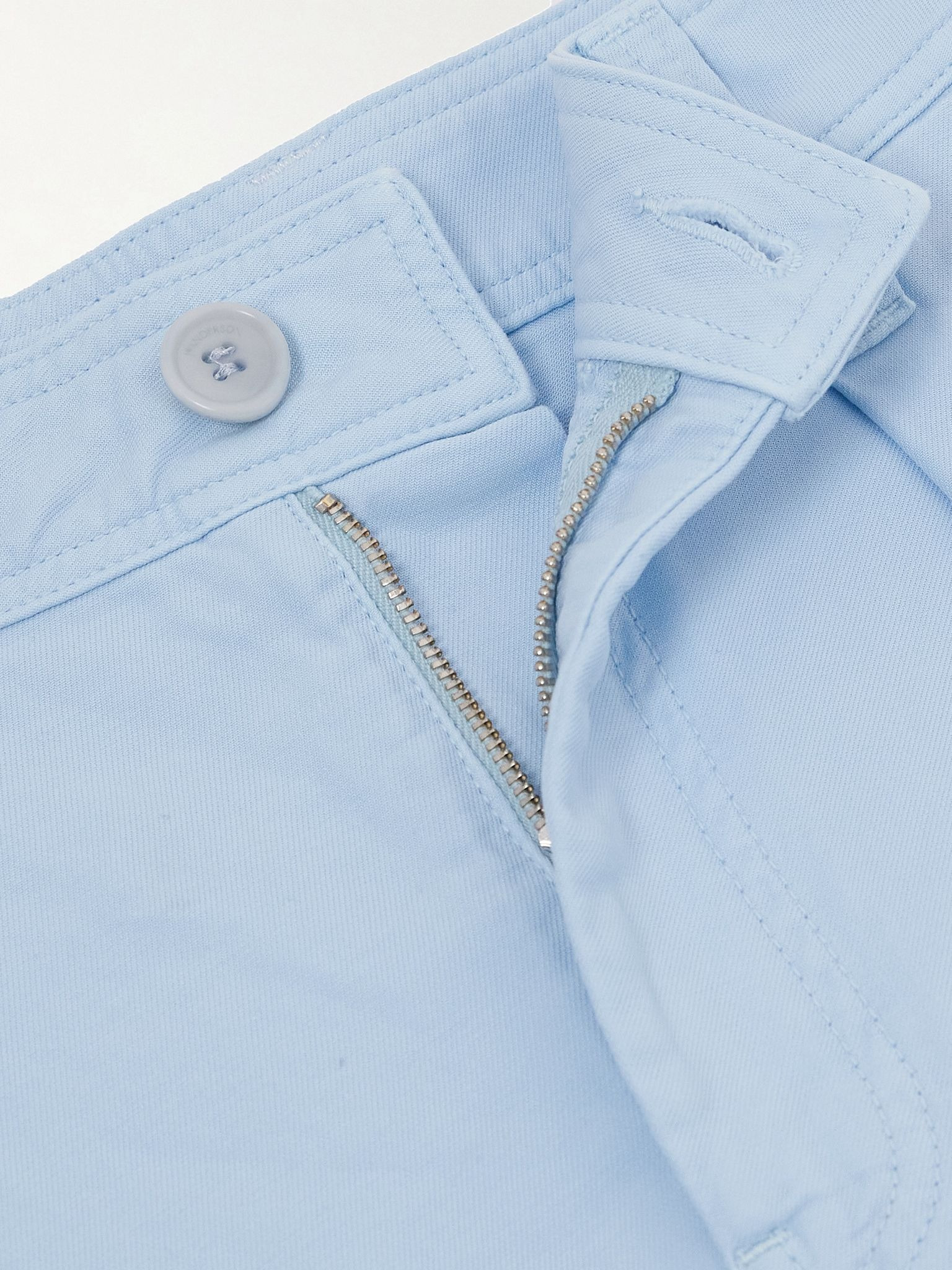 Pleated cotton-twill barrel-leg pants Light blue - 5