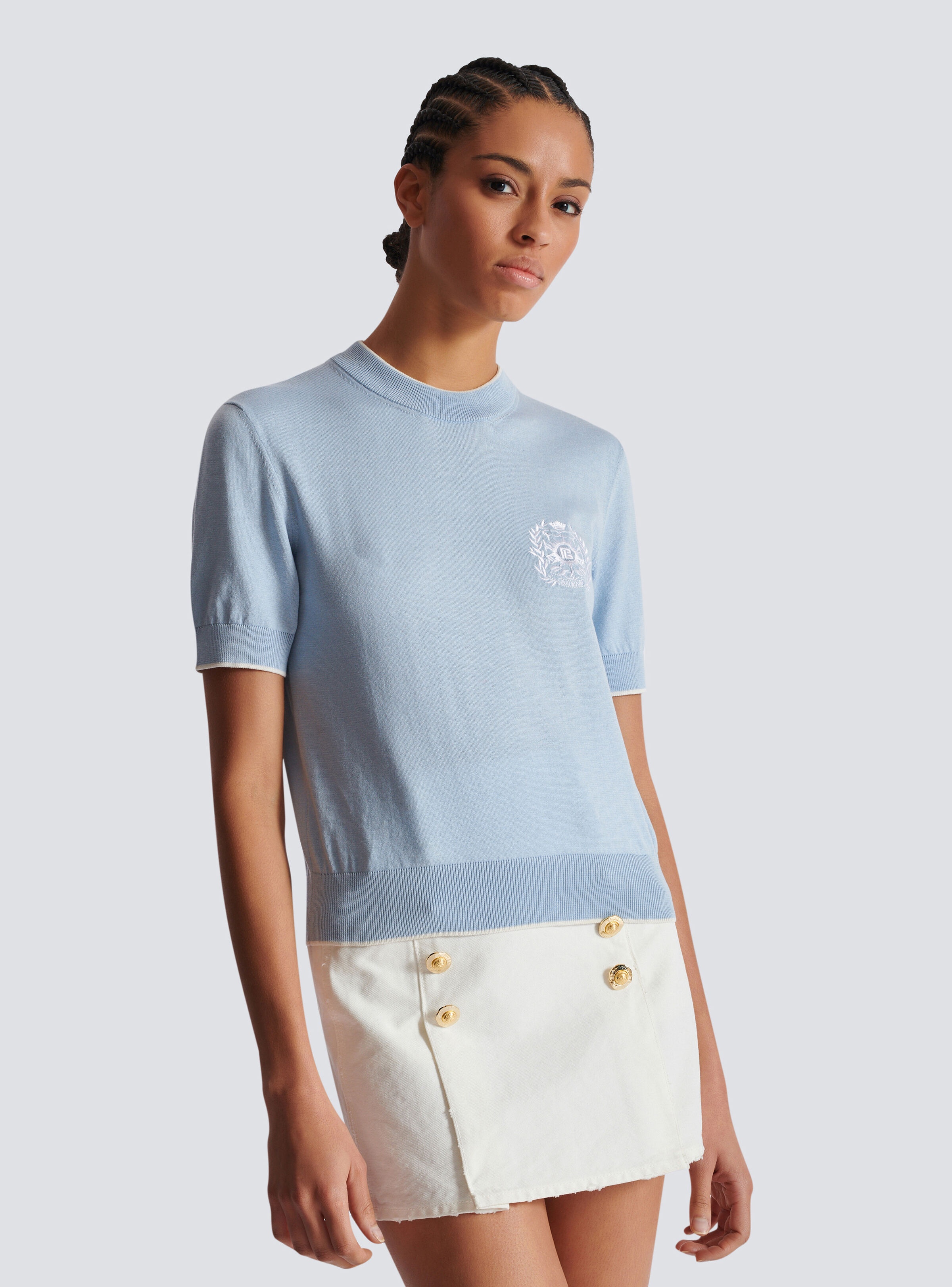Balmain Emblème-embroidered knit top - 6
